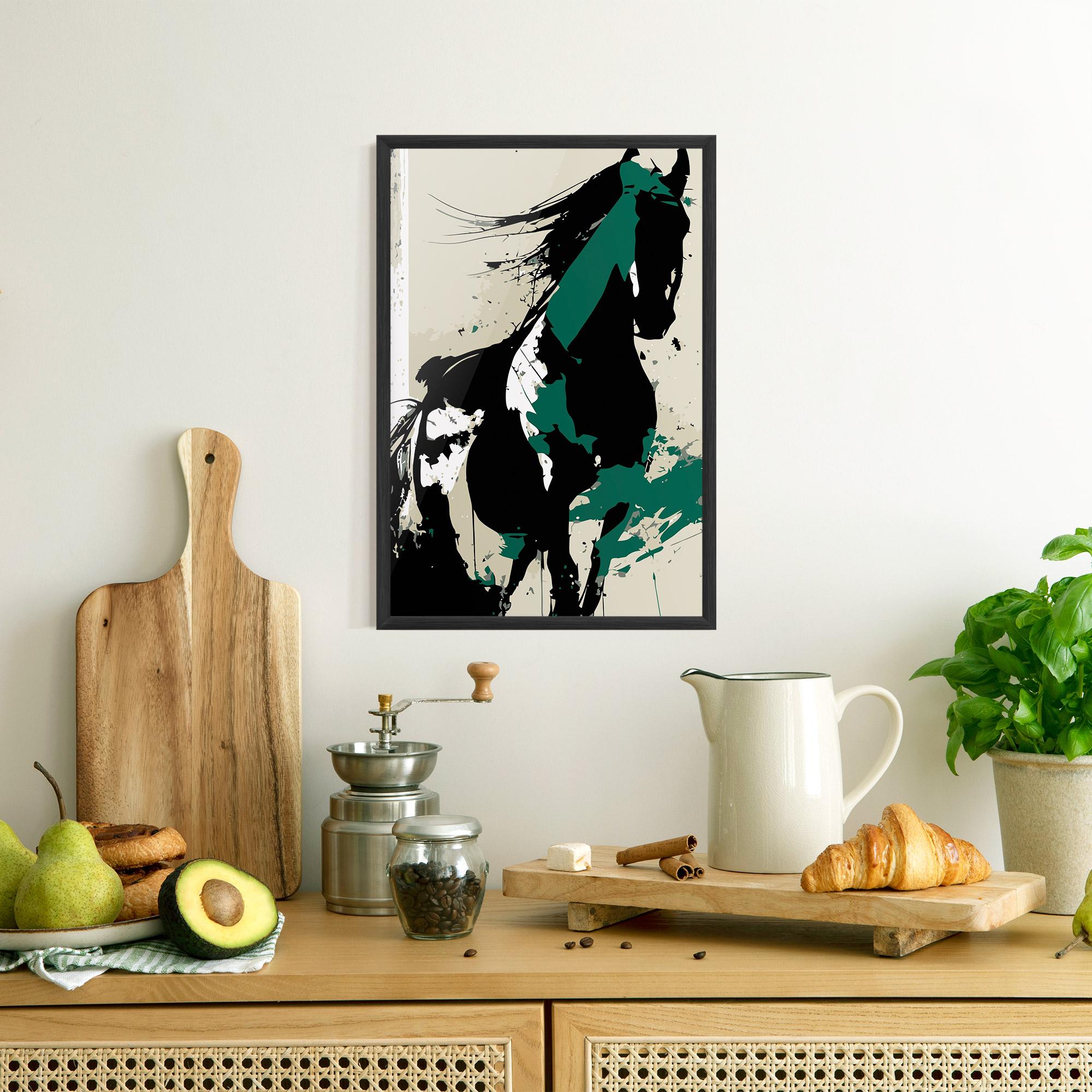 Plakat w Ramie Black Green Horse mockup 8
