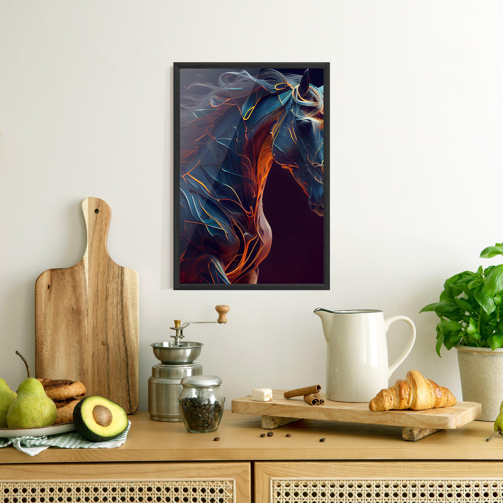 Plakat w Ramie Fire Lines Horse mockup 8