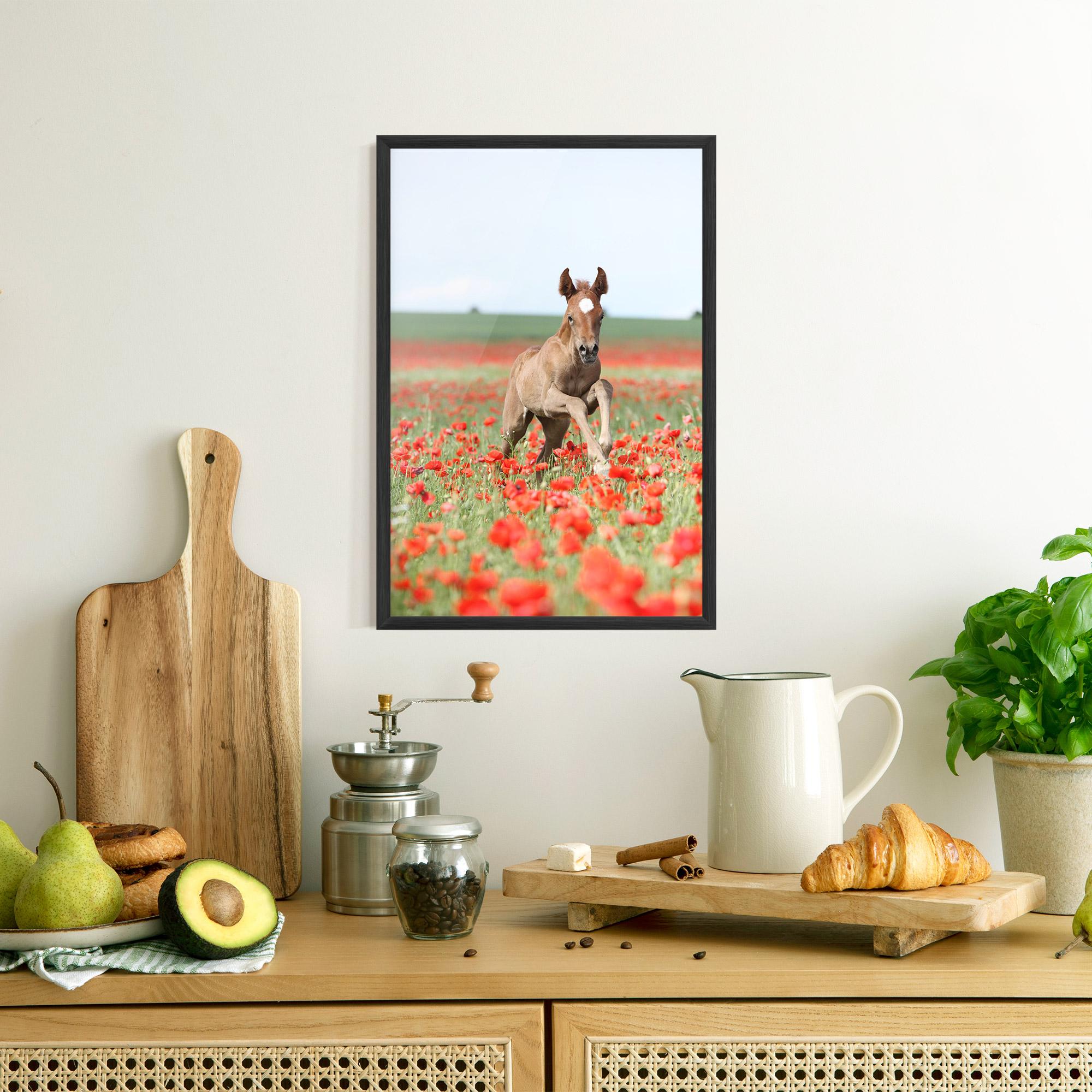 Plakat w Ramie Red Flowers Horse mockup 8