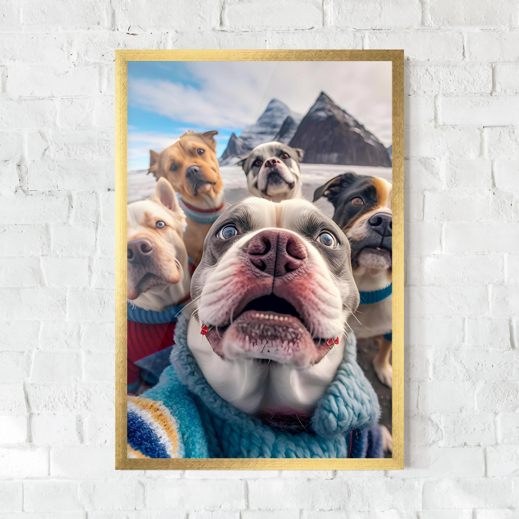 Plakat w Ramie Dogs Selfie Group mockup 0