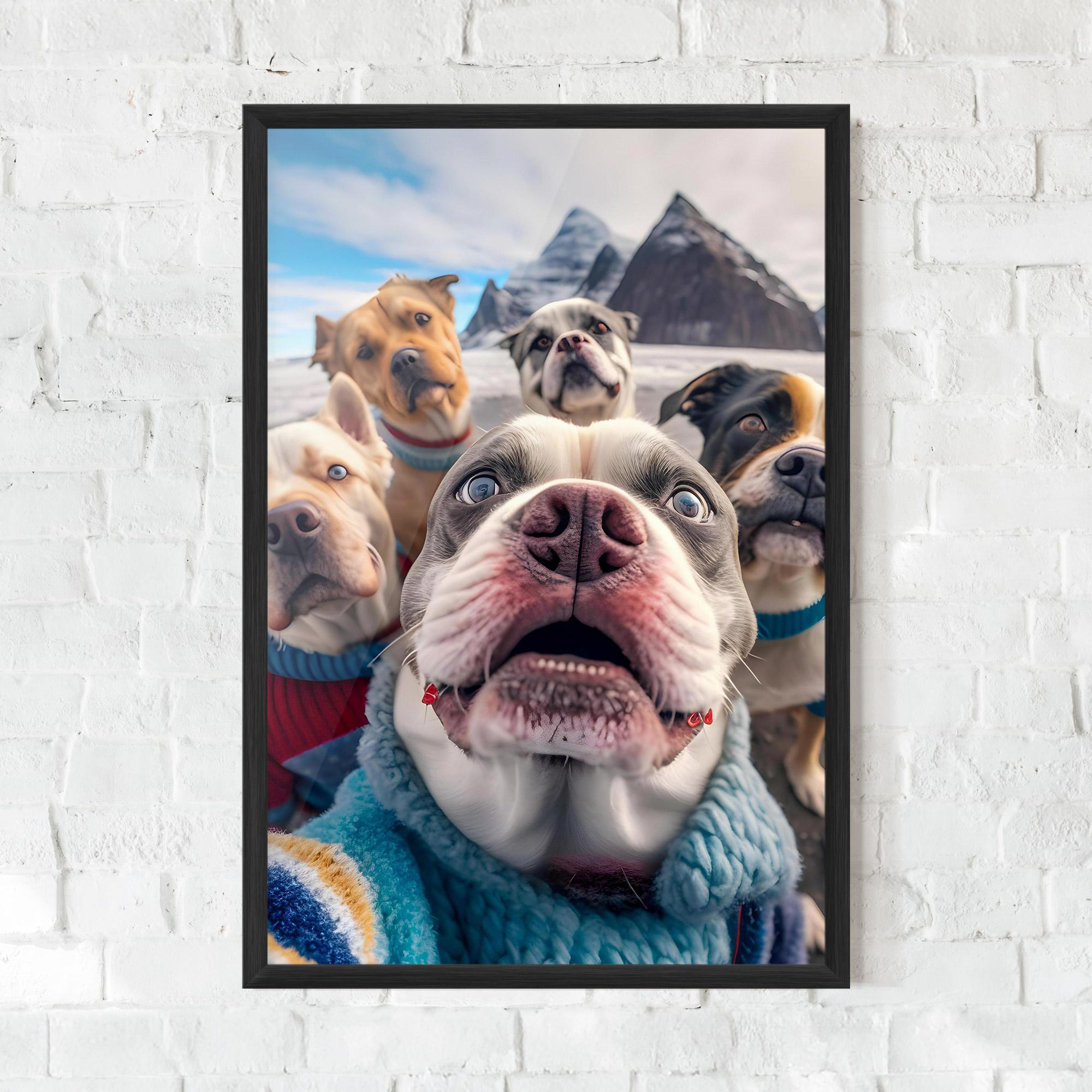 Plakat w Ramie Dogs Selfie Group mockup 0