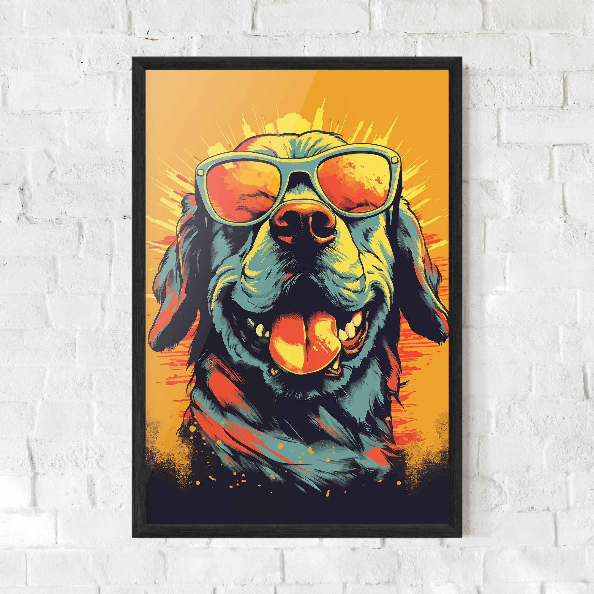 Plakat w Ramie Sunglasses Dog mockup 0