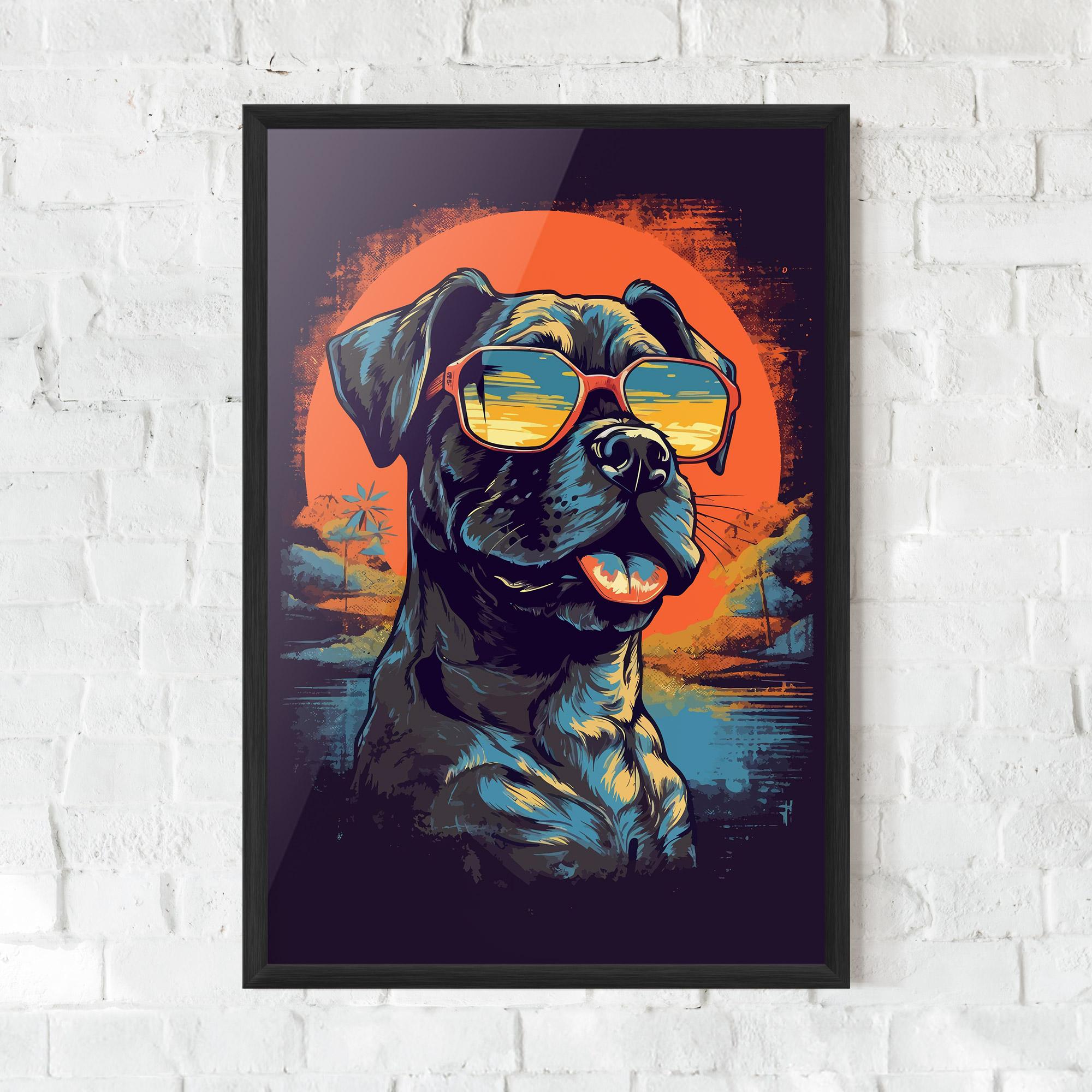 Plakat w Ramie Sunset Dog mockup 0