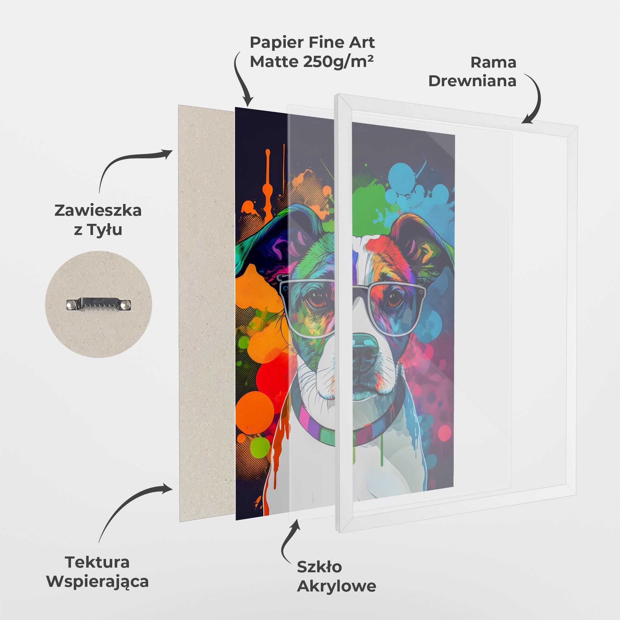 Plakat w Ramie Colorful Dog mockup 1