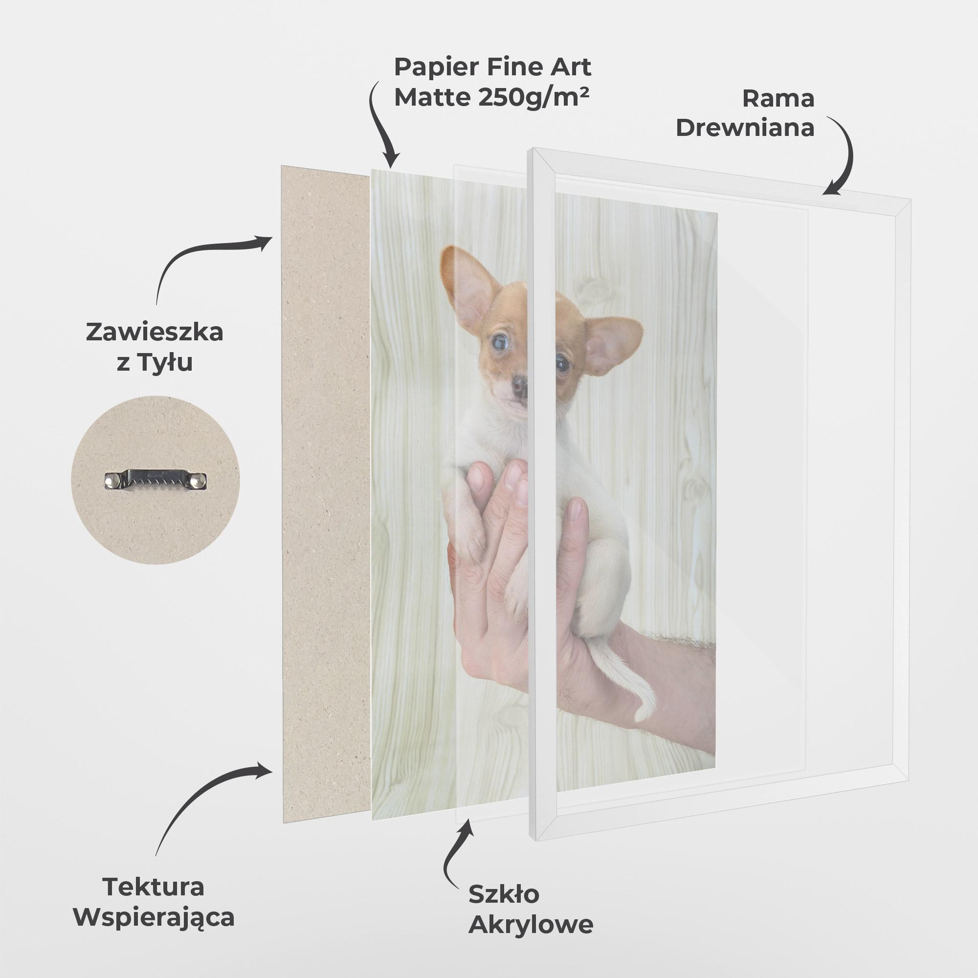 Plakat w Ramie Holding Chihuahua mockup 1