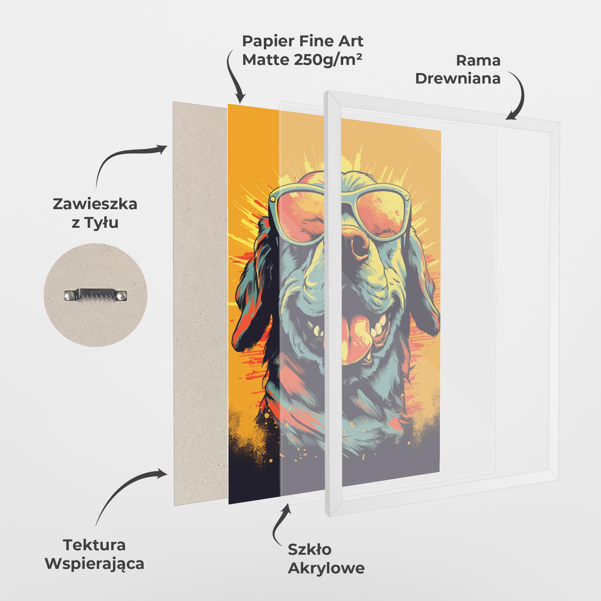 Plakat w Ramie Sunglasses Dog mockup 1