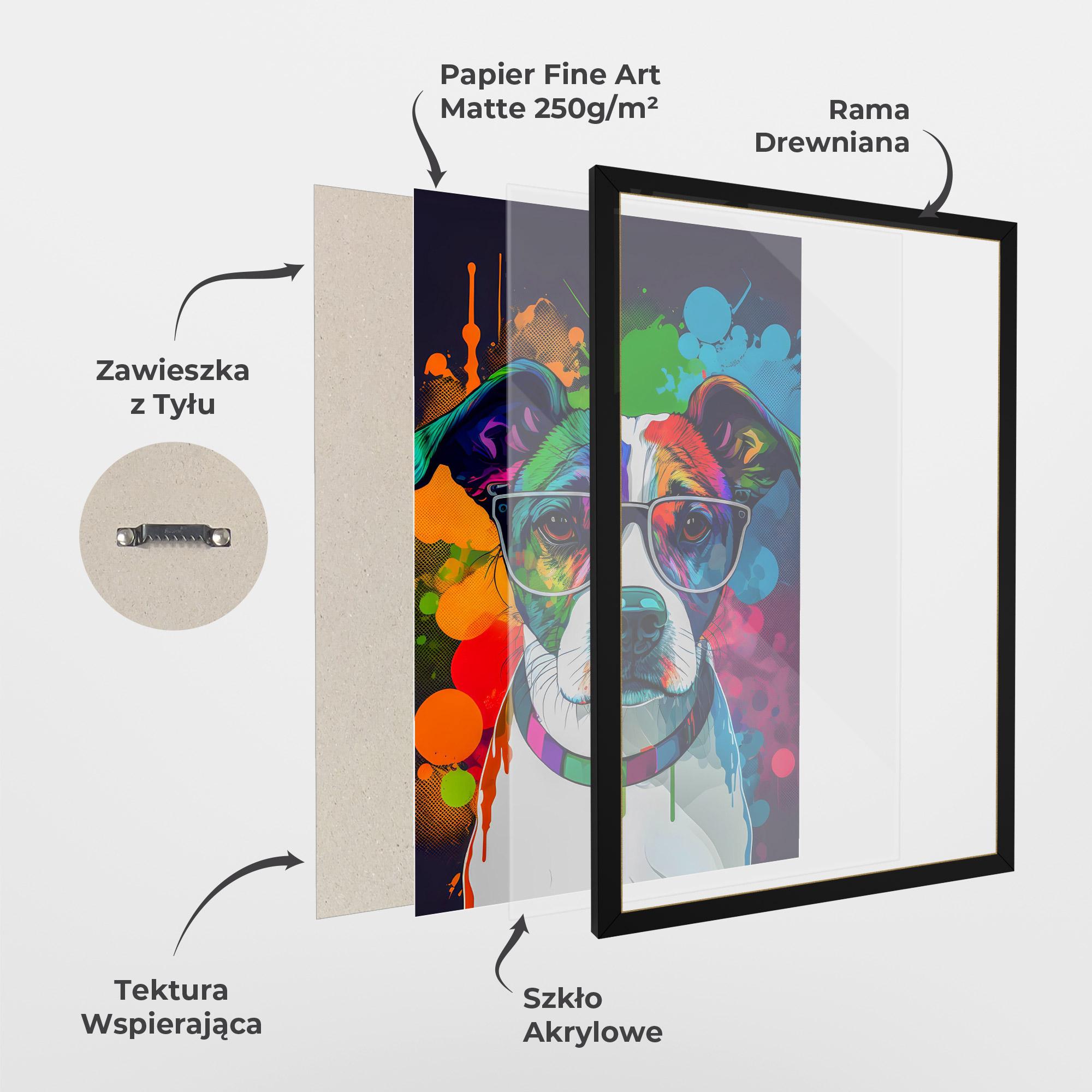 Plakat w Ramie Colorful Dog mockup 1