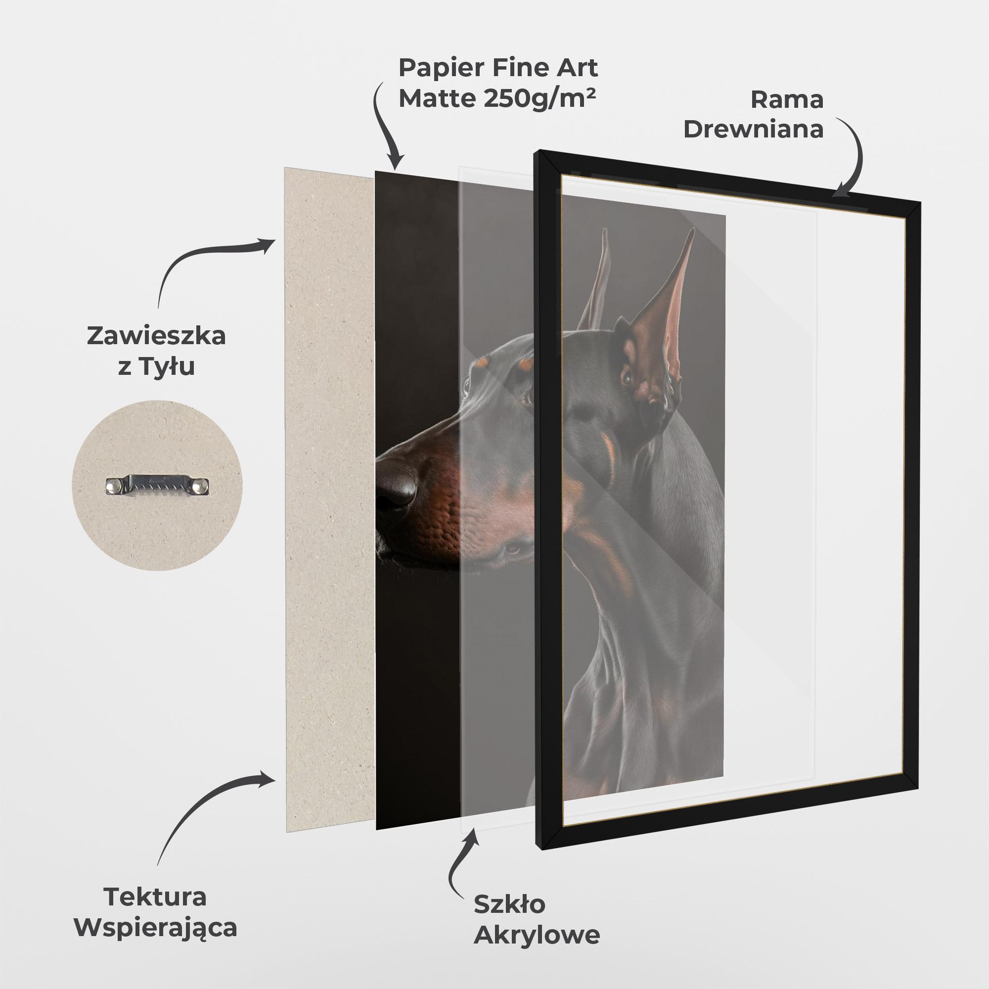 Plakat w Ramie Doberman Dog Portrait mockup 1