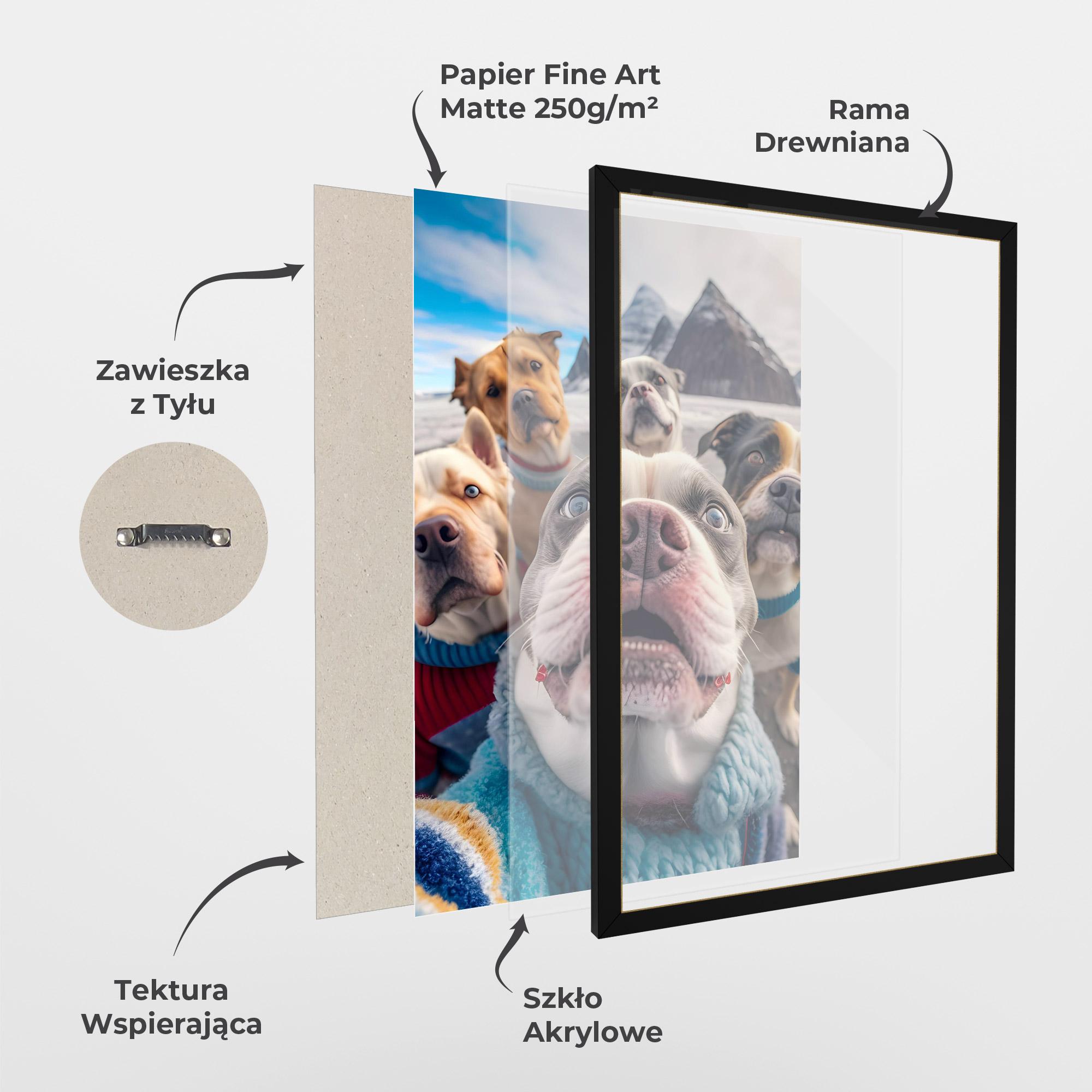 Plakat w Ramie Dogs Selfie Group mockup 1