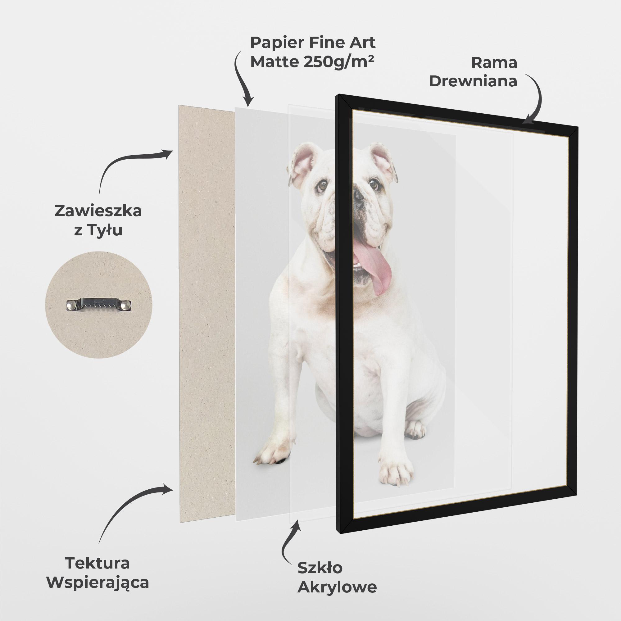 Plakat w Ramie Happy White Dog mockup 1