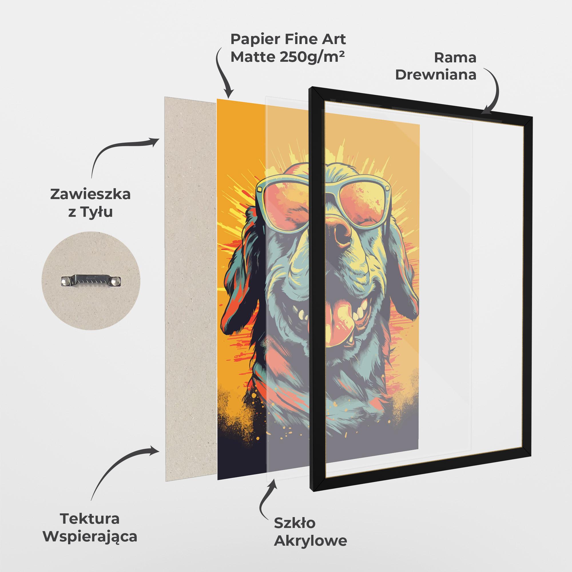 Plakat w Ramie Sunglasses Dog mockup 1