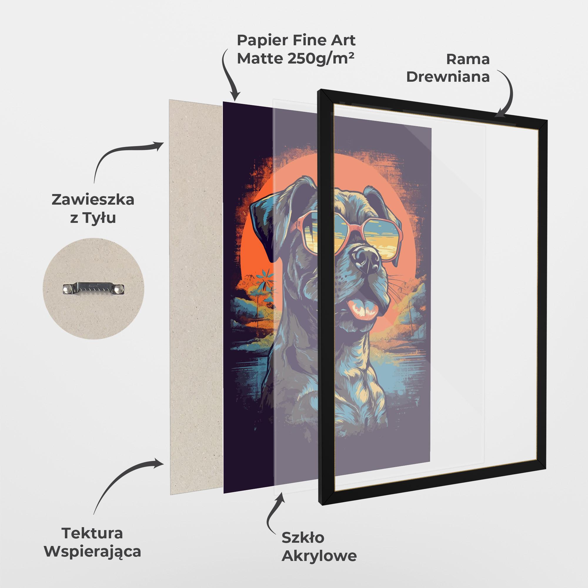 Plakat w Ramie Sunset Dog mockup 1