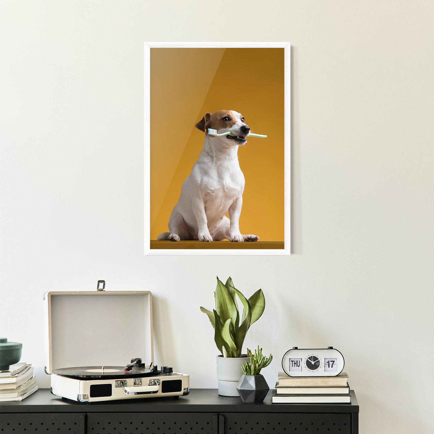 Plakat w Ramie Toothbrush Dog mockup 2
