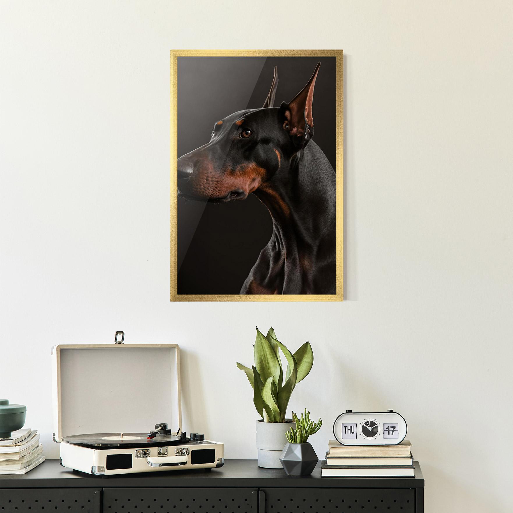 Plakat w Ramie Doberman Dog Portrait mockup 2