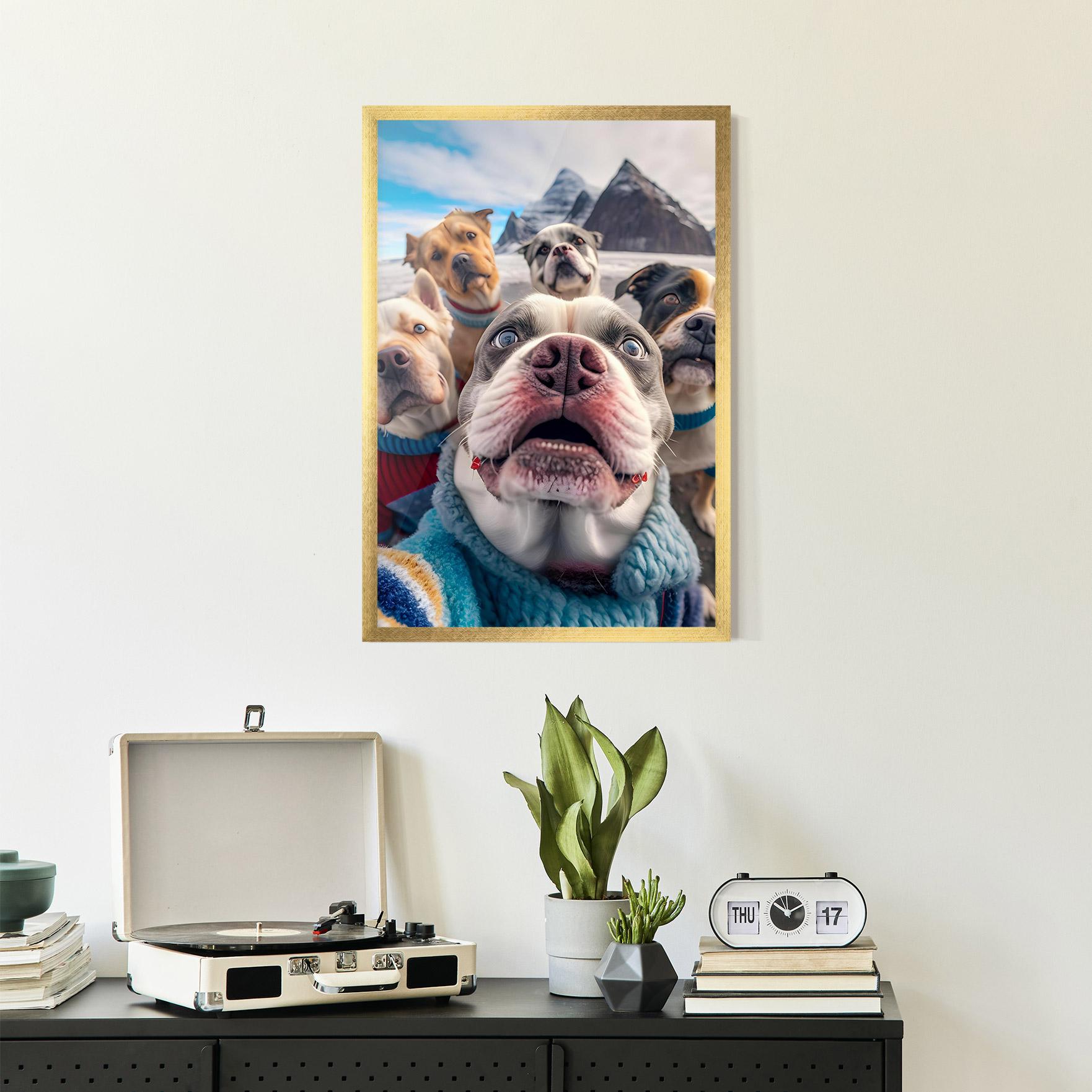 Plakat w Ramie Dogs Selfie Group mockup 2