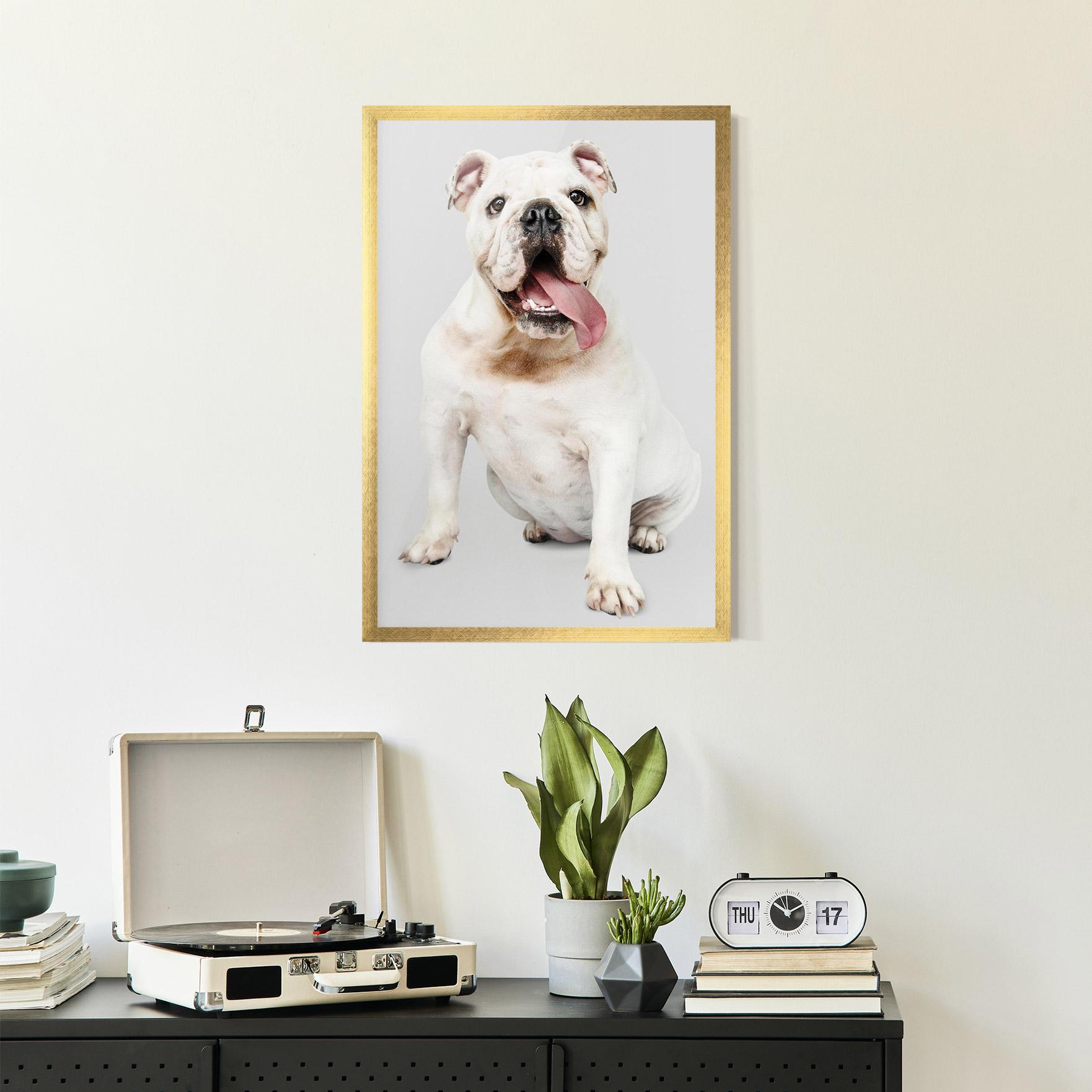Plakat w Ramie Happy White Dog mockup 2