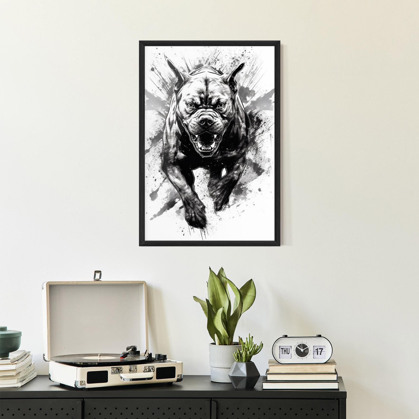 Plakat w Ramie Angry Dog Jump mockup 2