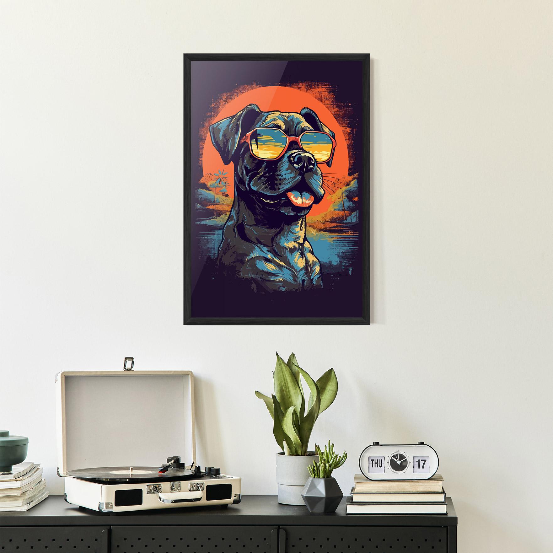 Plakat w Ramie Sunset Dog mockup 2