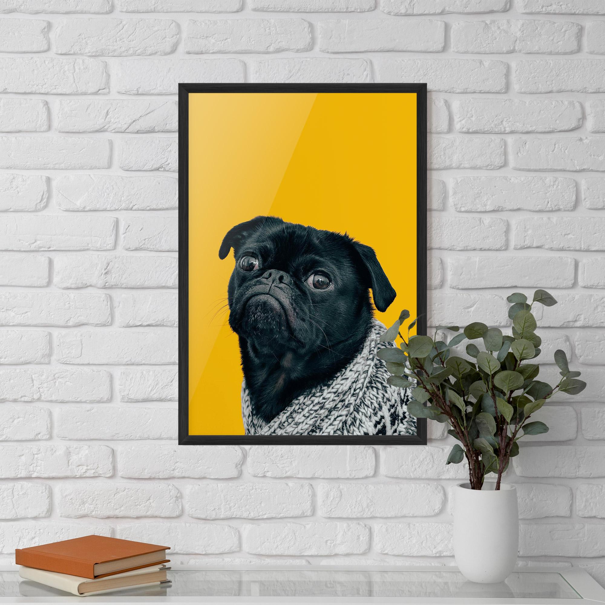 Plakat w Ramie Black Pug mockup 5