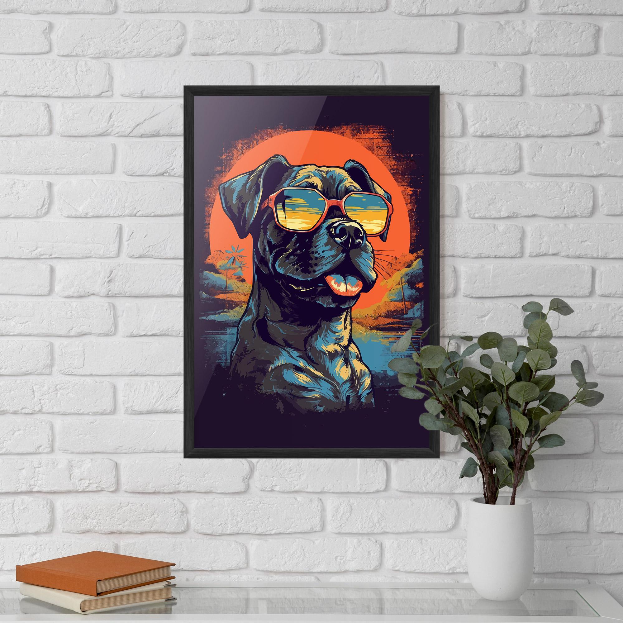 Plakat w Ramie Sunset Dog mockup 5
