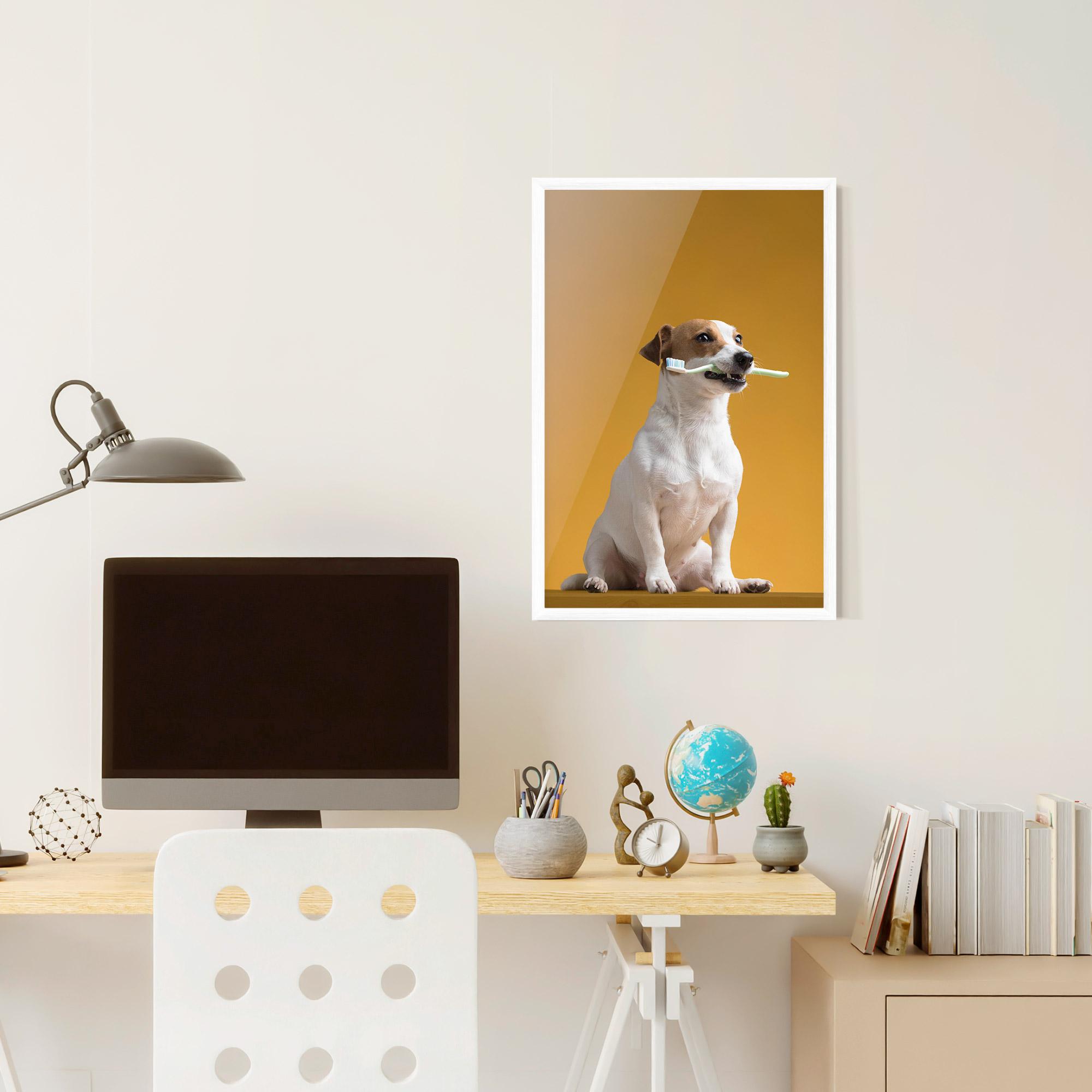 Plakat w Ramie Toothbrush Dog mockup 6
