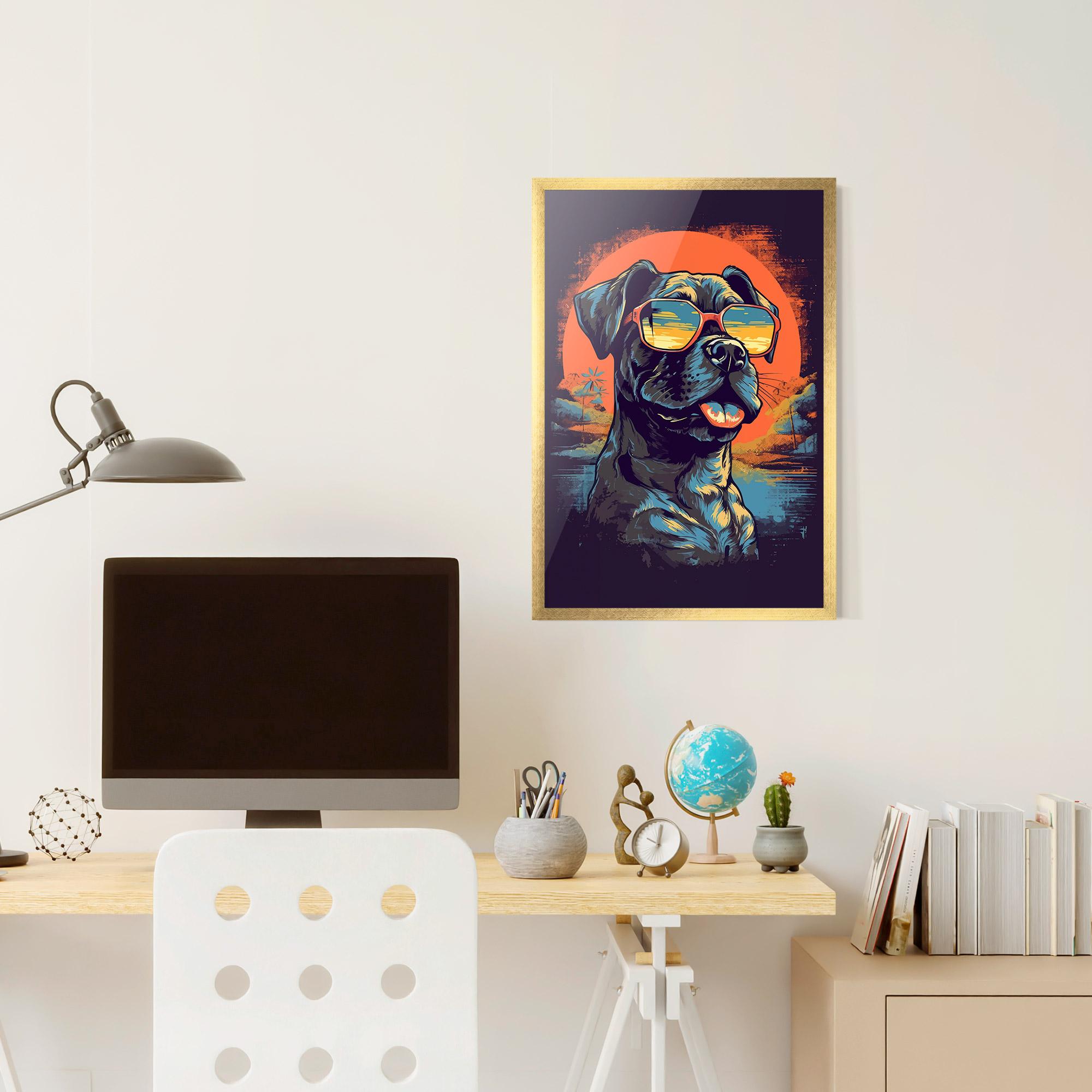 Plakat w Ramie Sunset Dog mockup 6