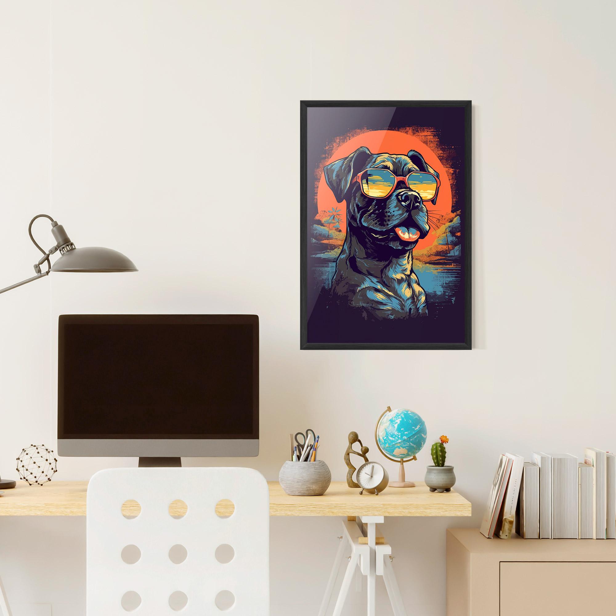 Plakat w Ramie Sunset Dog mockup 6
