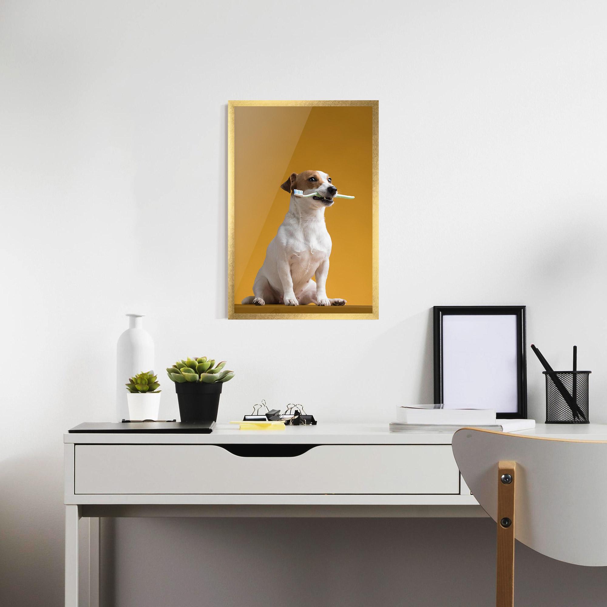 Plakat w Ramie Toothbrush Dog mockup 7