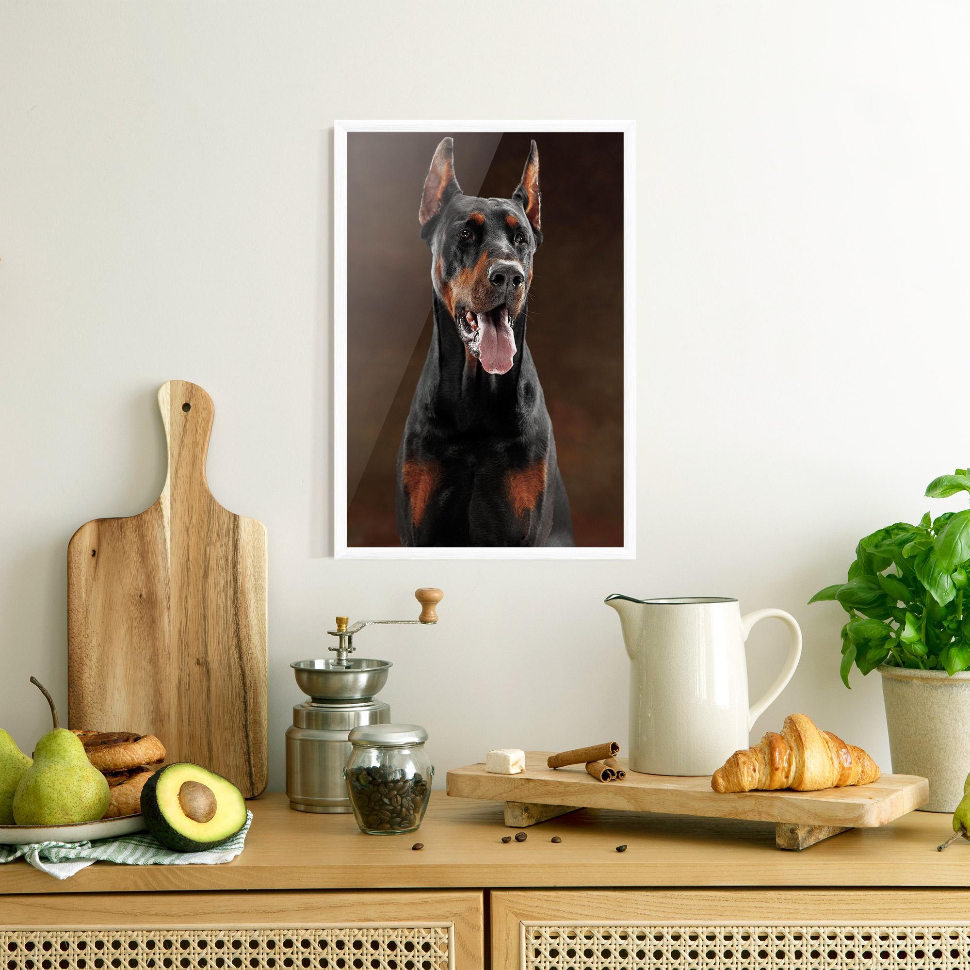 Plakat w Ramie Doberman Looking mockup 8