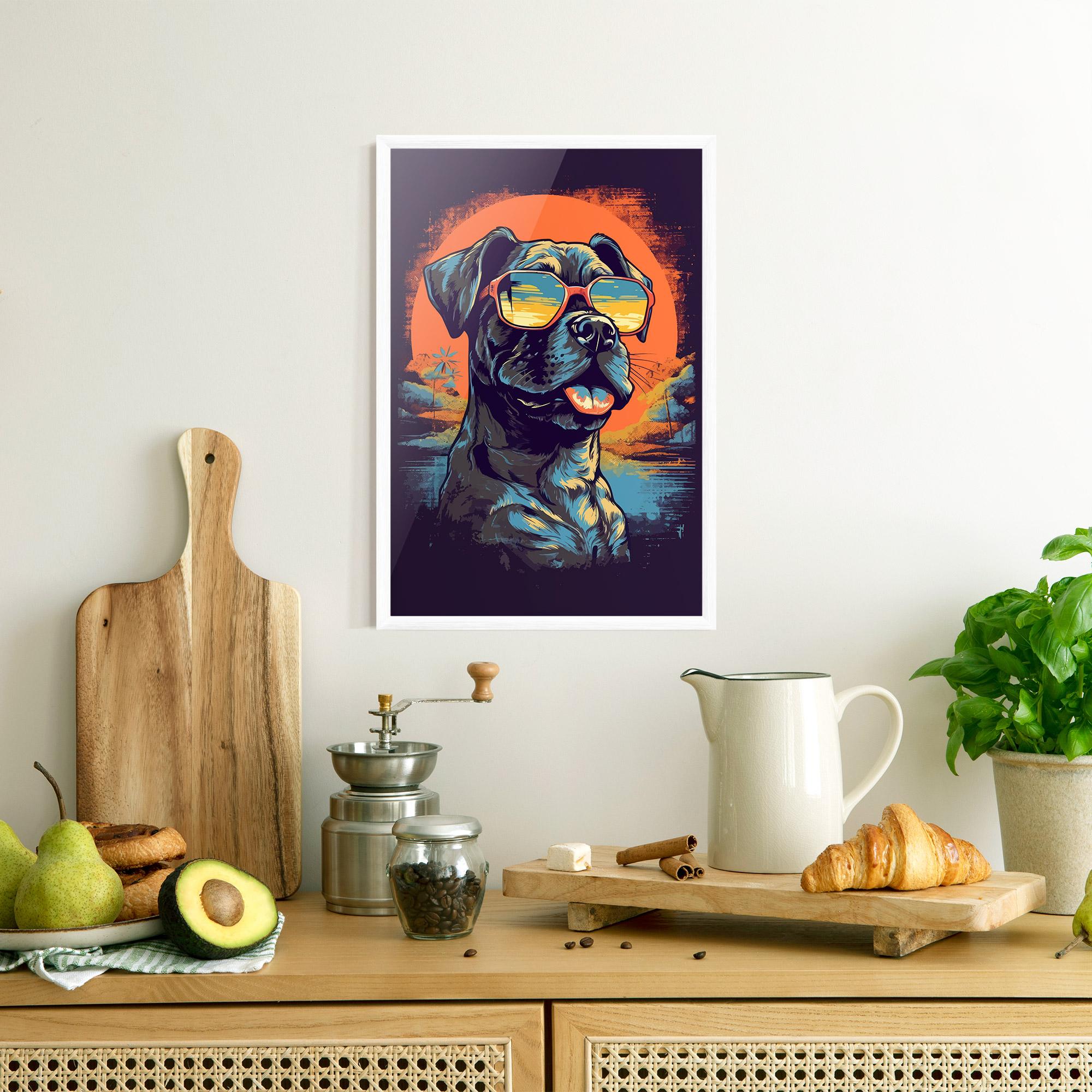 Plakat w Ramie Sunset Dog mockup 8