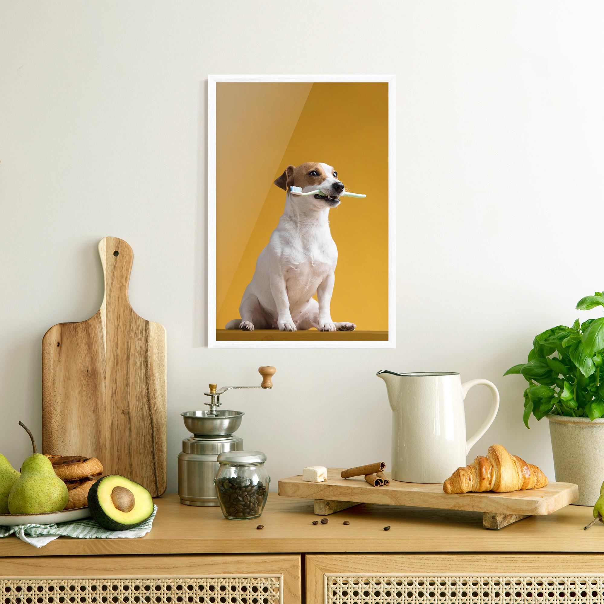 Plakat w Ramie Toothbrush Dog mockup 8