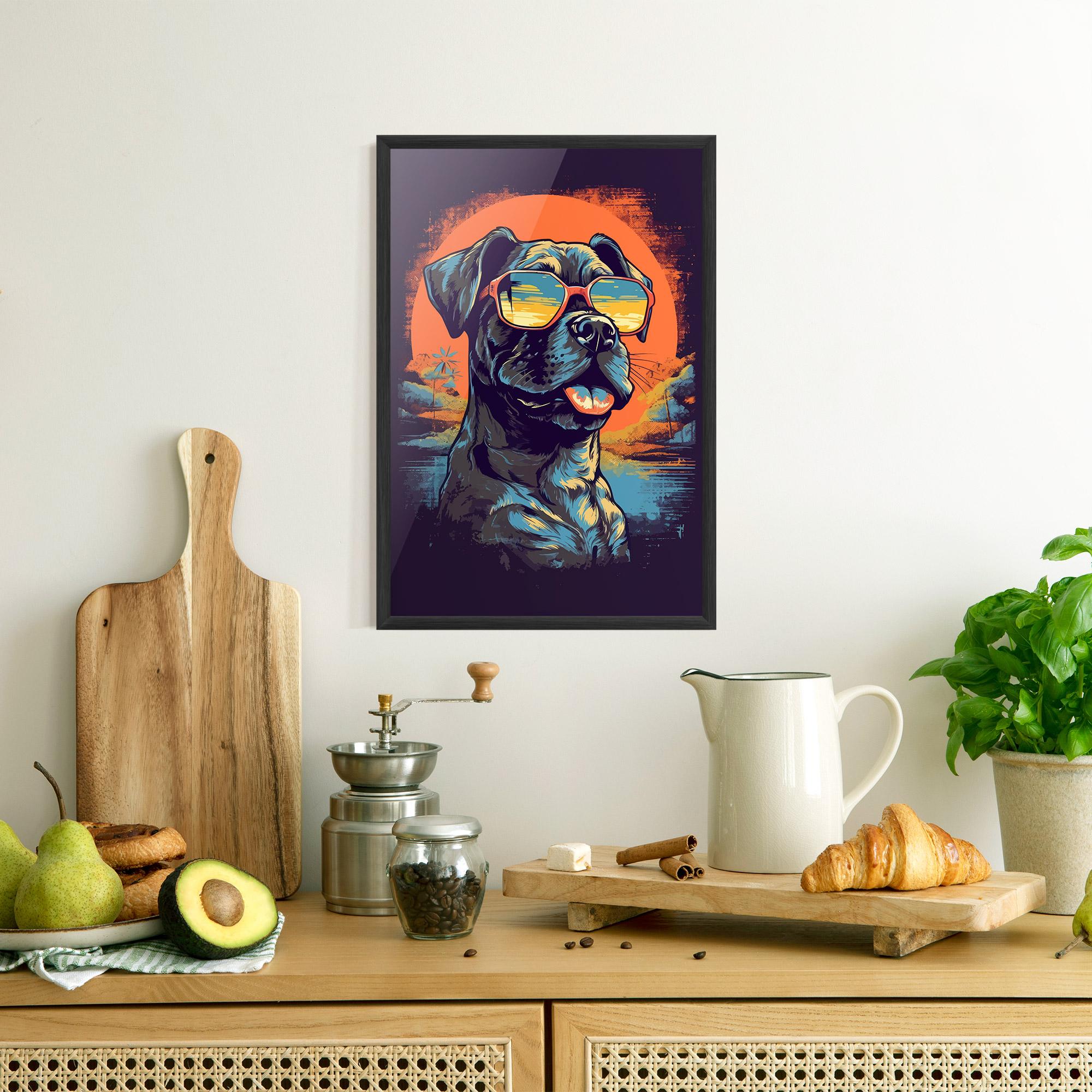 Plakat w Ramie Sunset Dog mockup 8