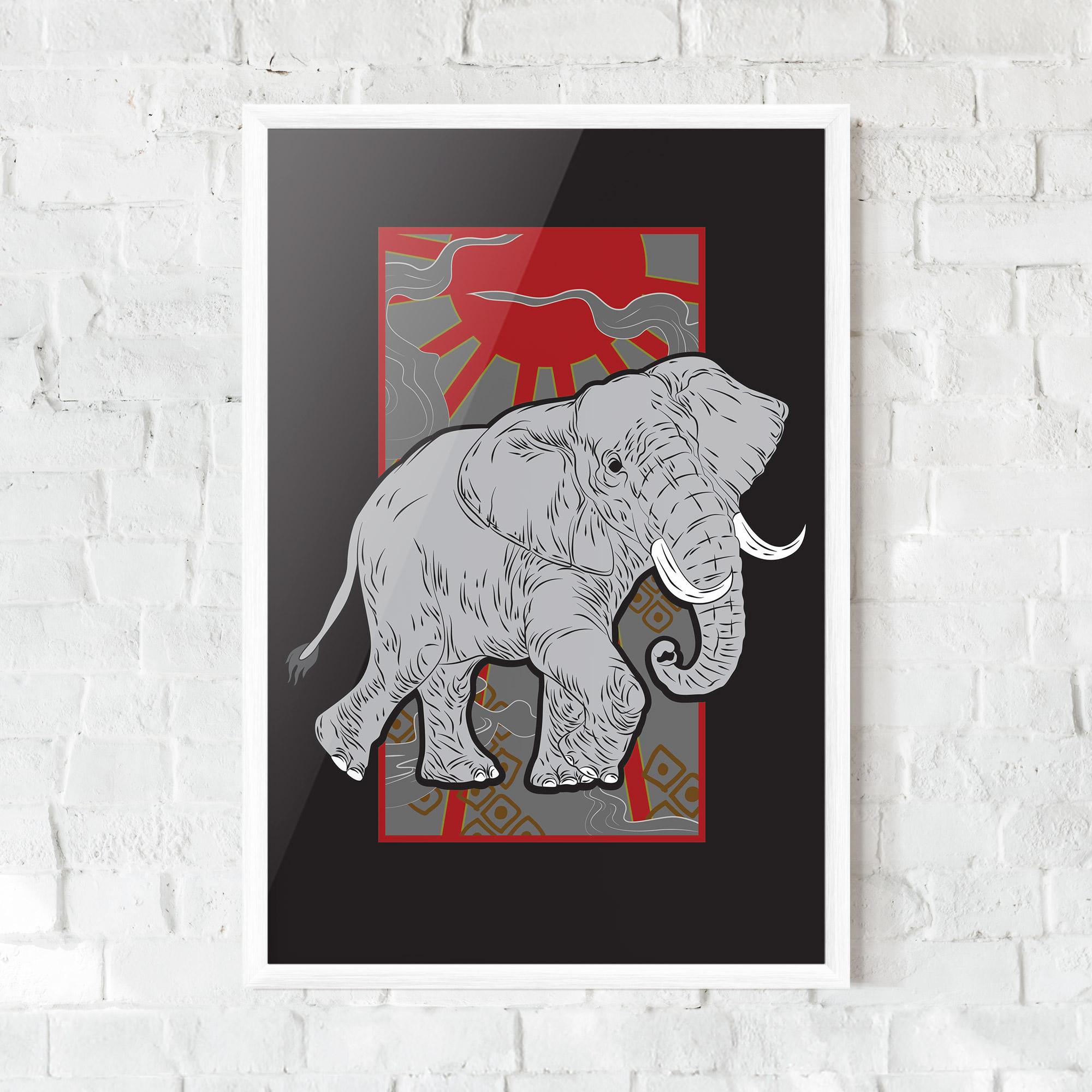 Plakat w Ramie Asian Elephant mockup 0