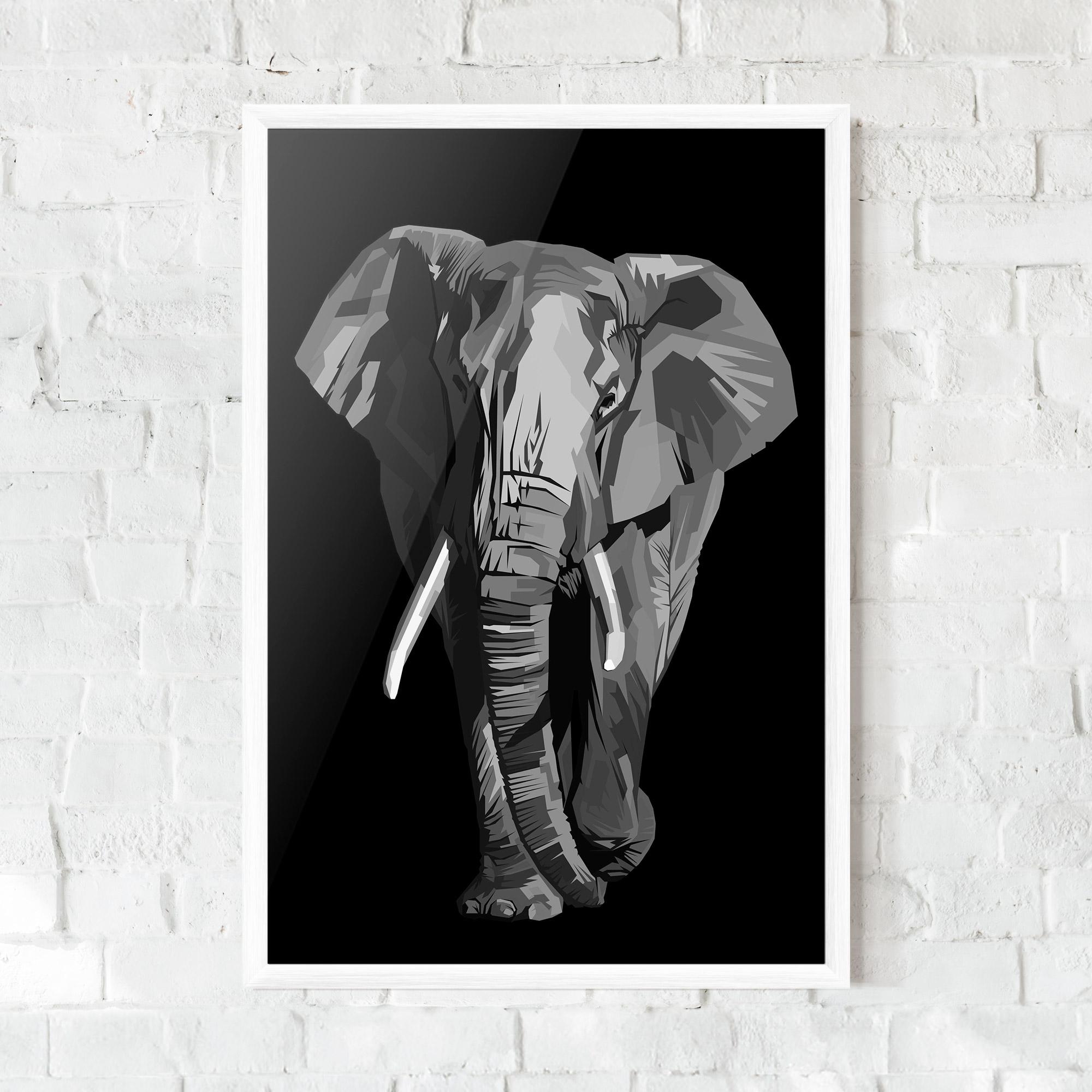 Plakat w Ramie Beautiful Grey Elephant mockup 0