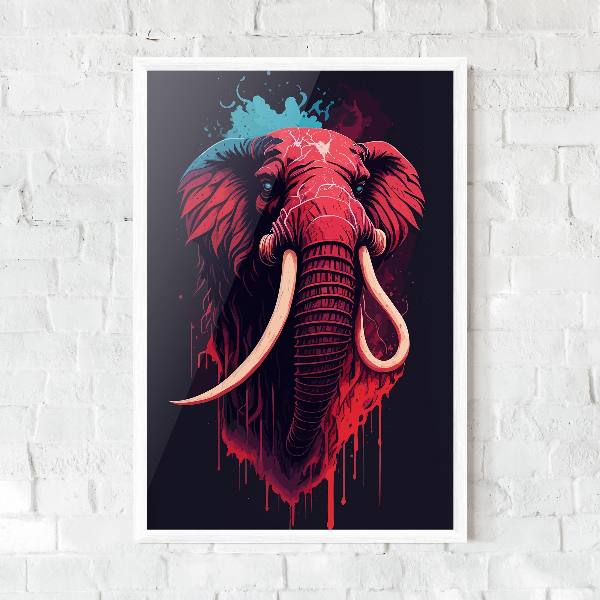 Plakat w Ramie Blue Red Elephant mockup 0