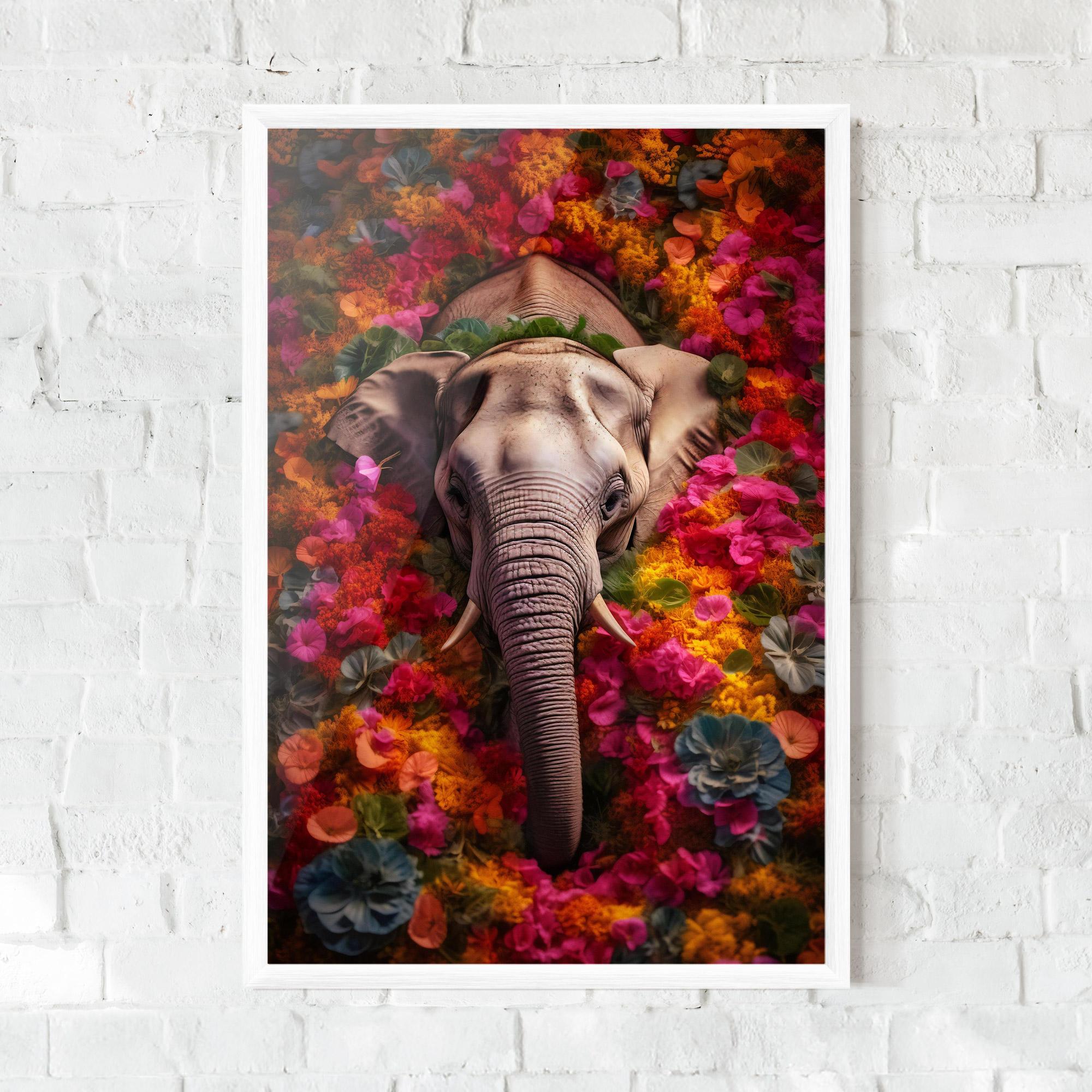 Plakat w Ramie Flower Elephant mockup 0