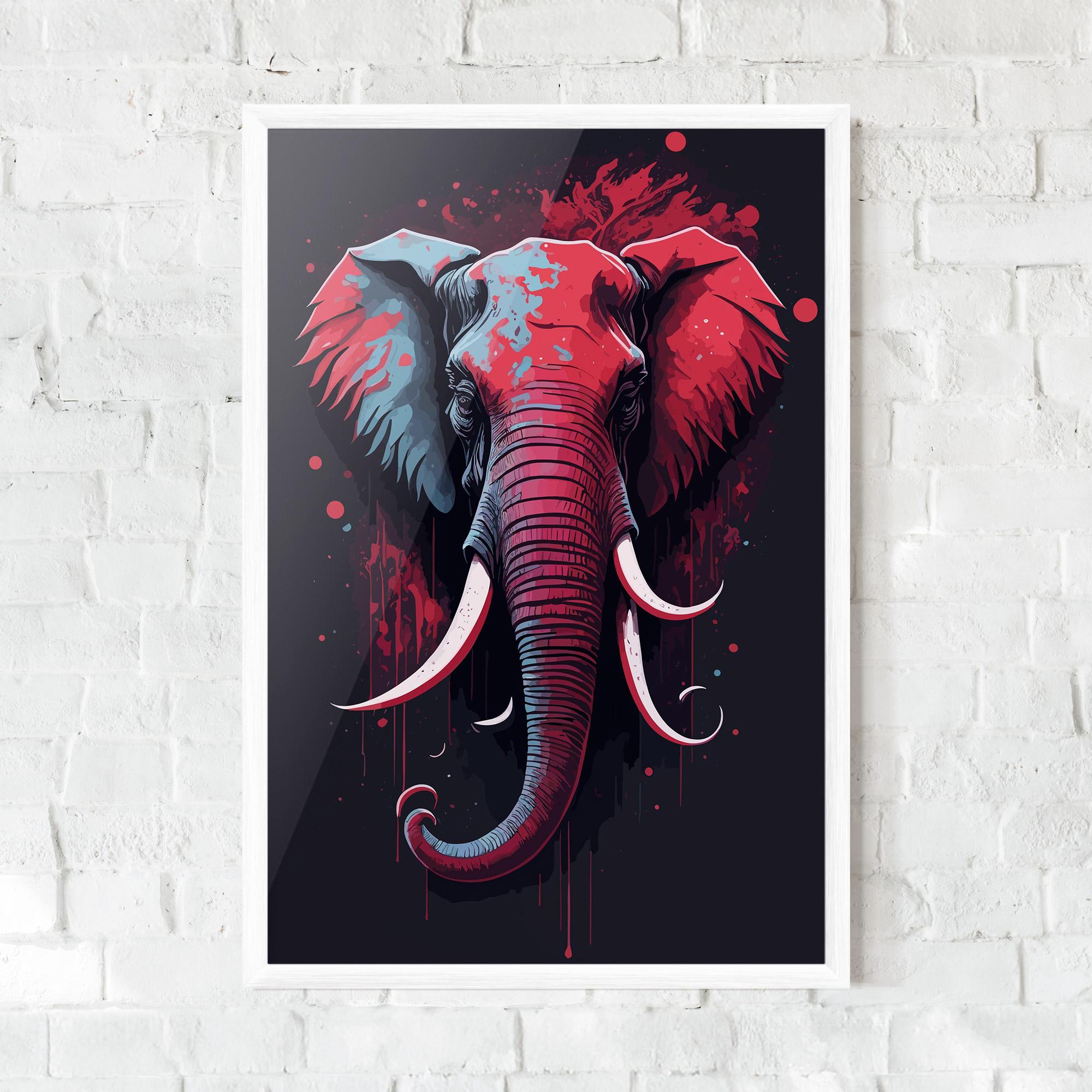 Plakat w Ramie Red Blue Elephant mockup 0
