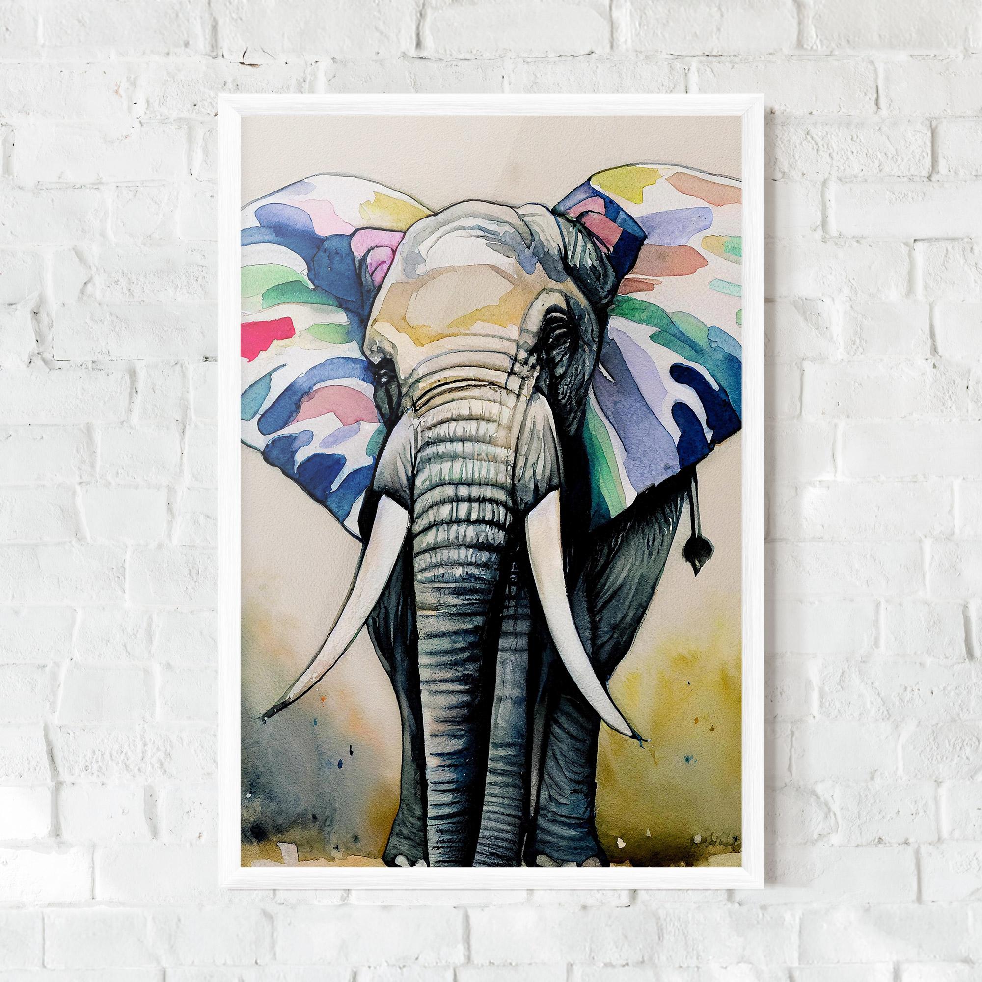 Plakat w Ramie Watercolor Elephant Art mockup 0
