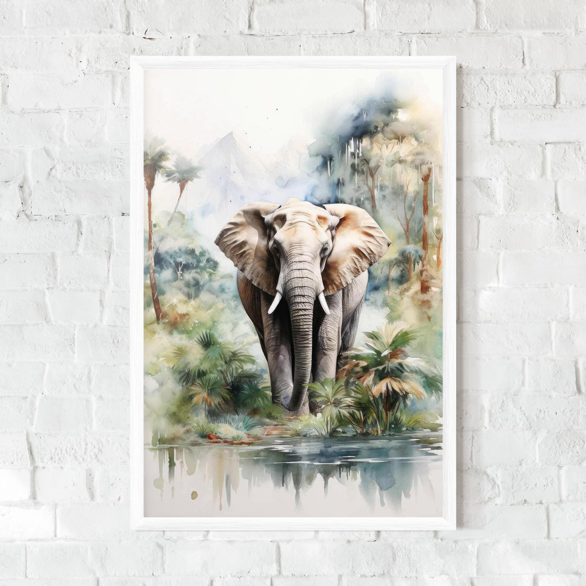 Plakat w Ramie Wild Watercolor Elephant mockup 0