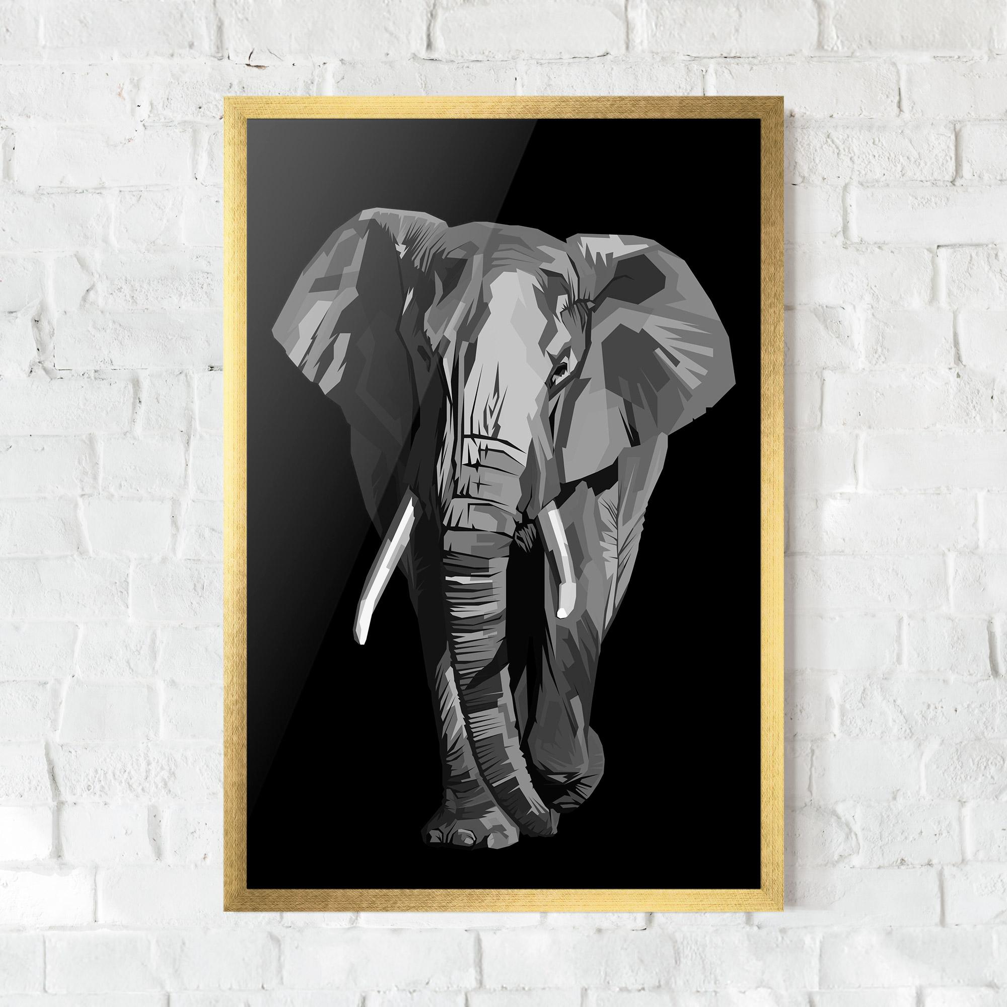 Plakat w Ramie Beautiful Grey Elephant mockup 0