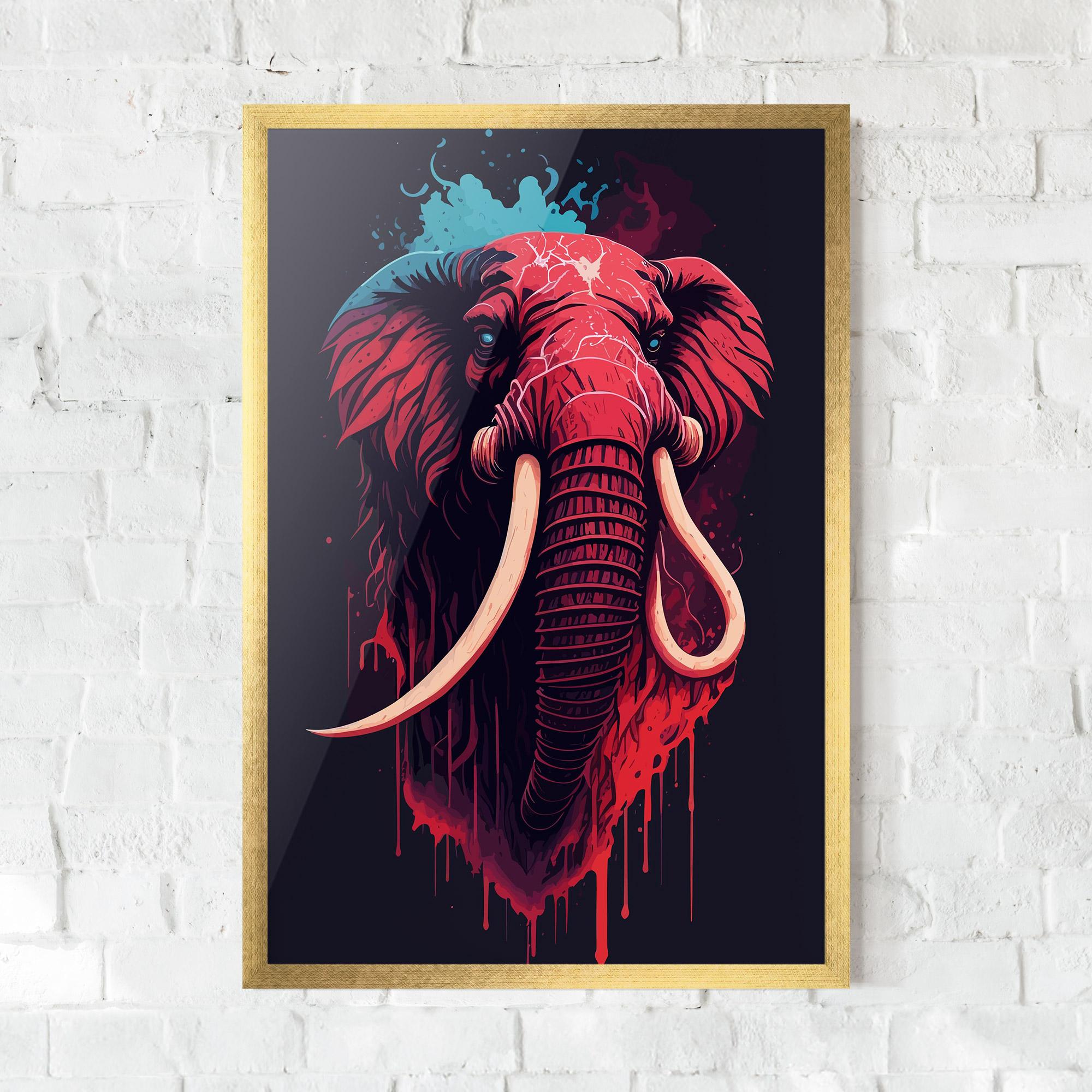 Plakat w Ramie Blue Red Elephant mockup 0