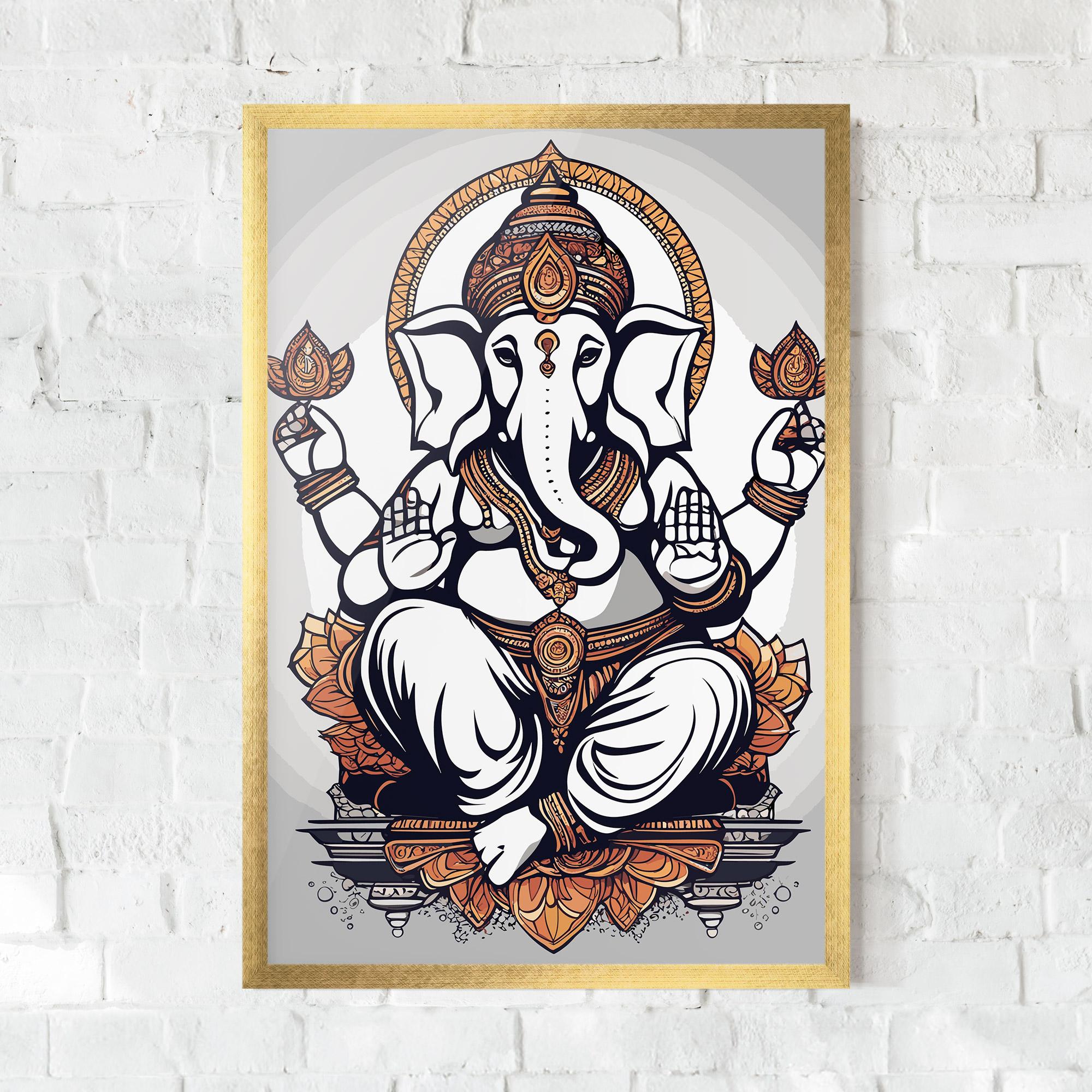 Plakat w Ramie Chaturthi Grey mockup 0