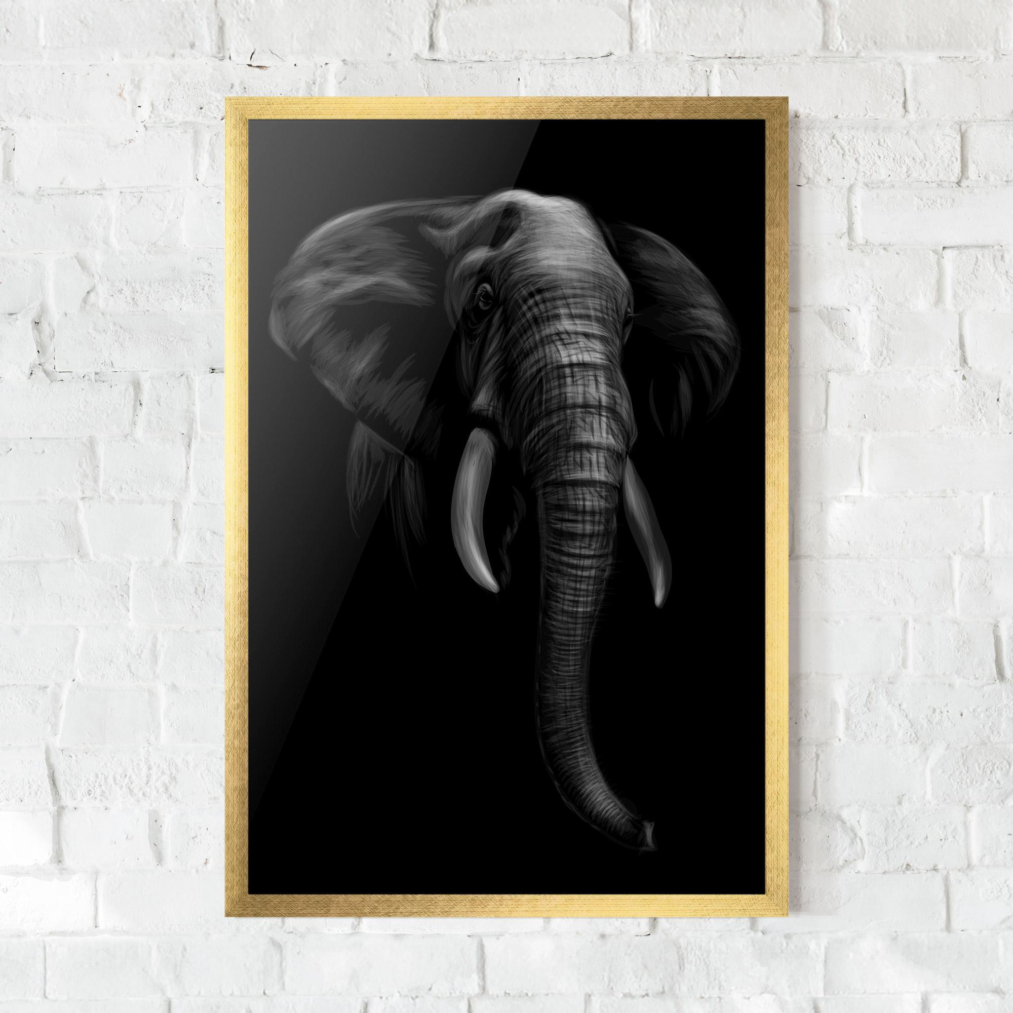 Plakat w Ramie Elephant Head mockup 0