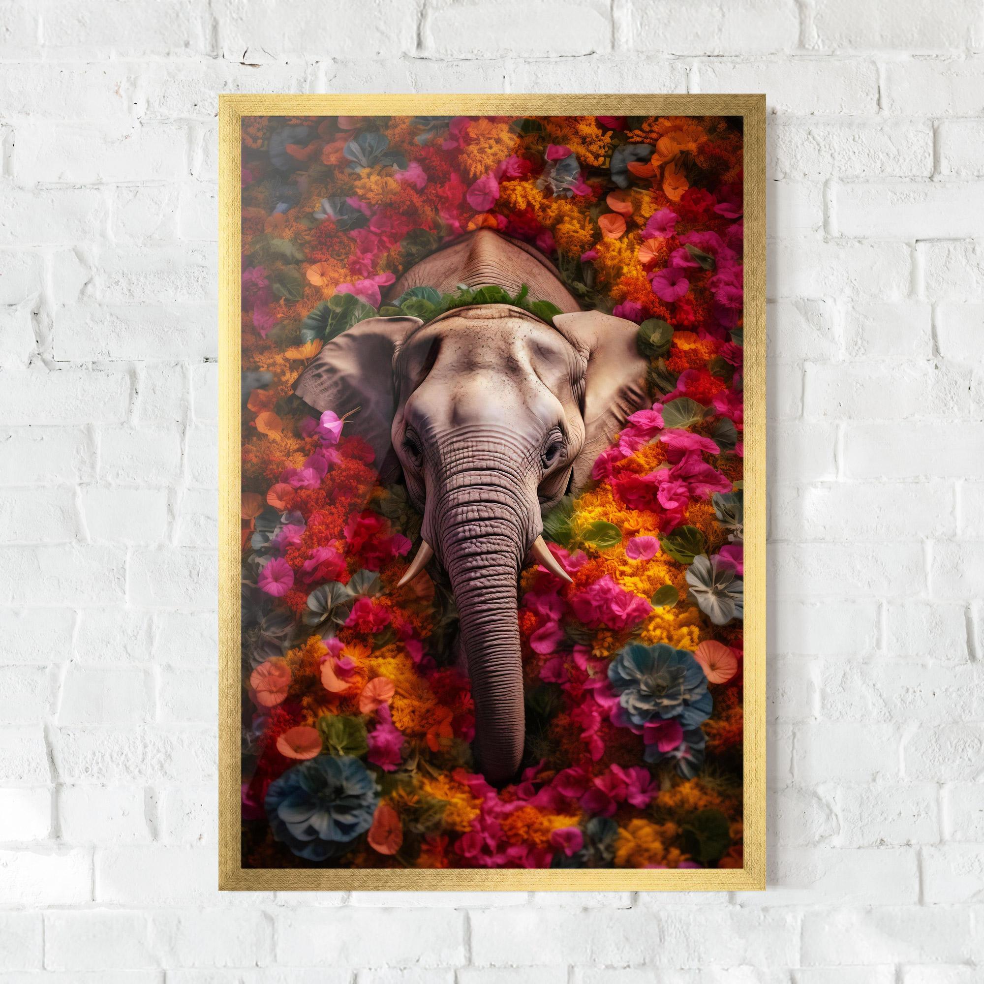 Plakat w Ramie Flower Elephant mockup 0
