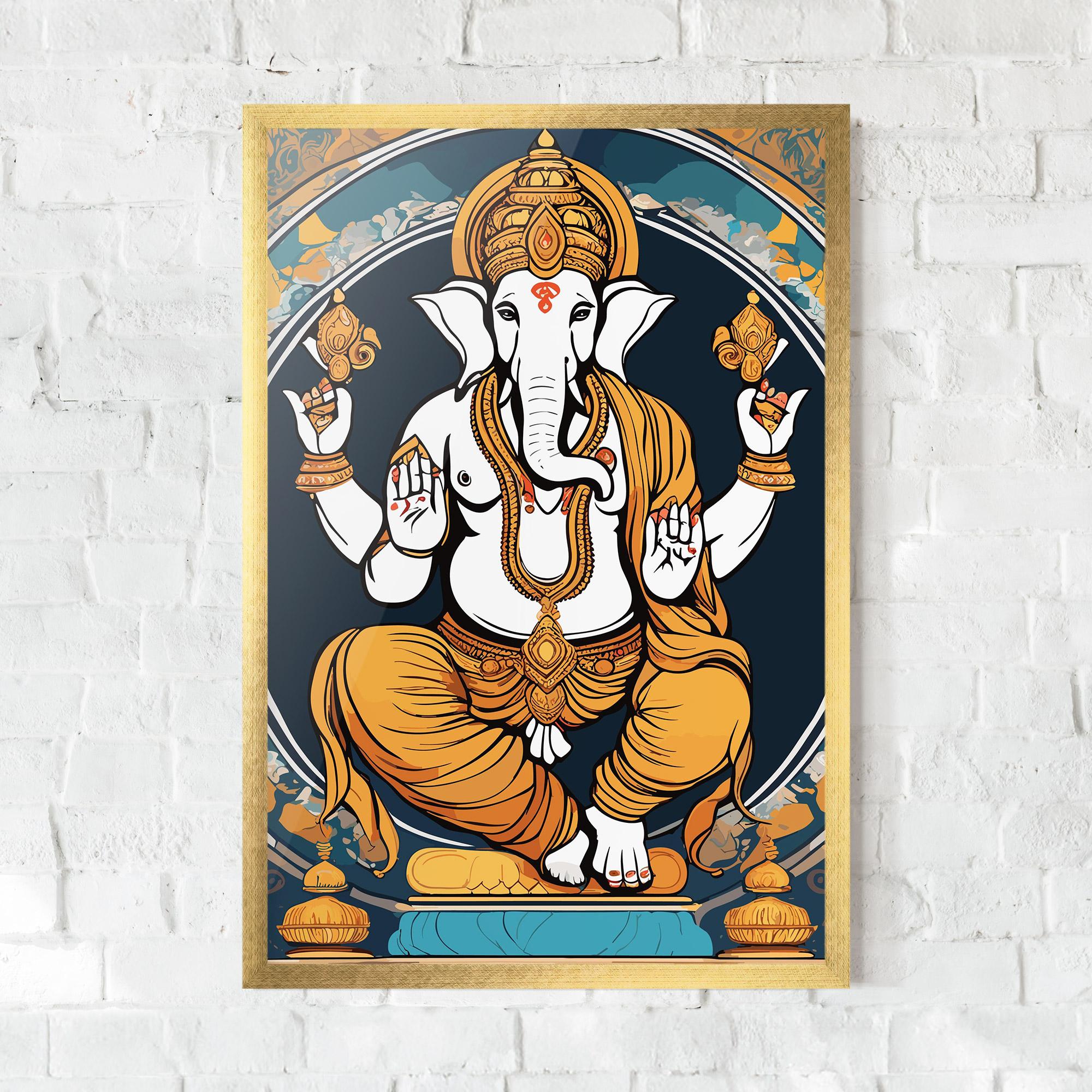 Plakat w Ramie Gold Ganpati mockup 0