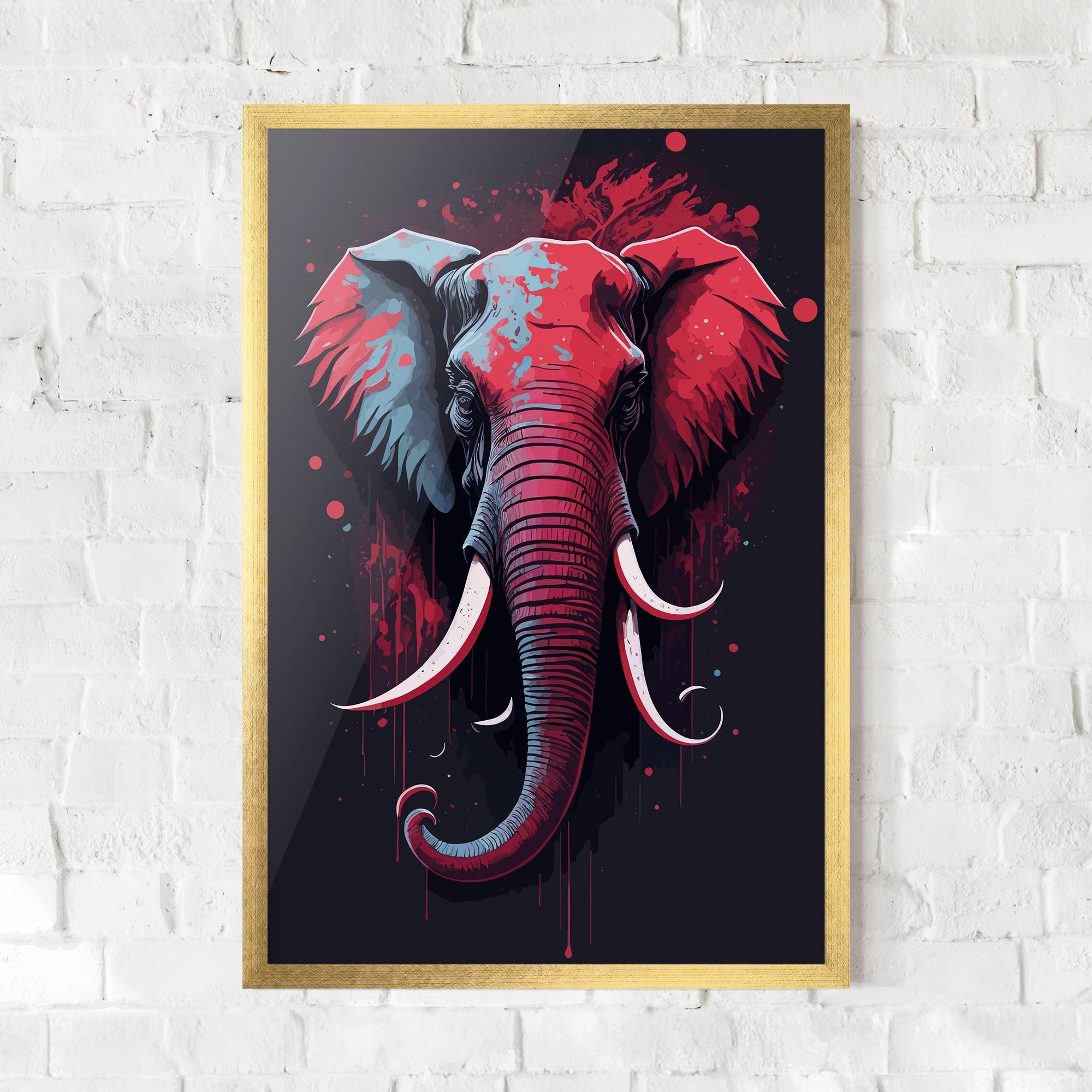 Plakat w Ramie Red Blue Elephant mockup 0