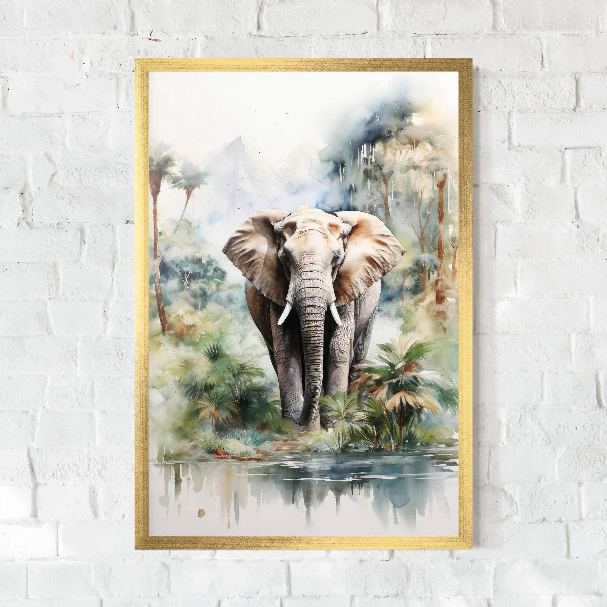 Plakat w Ramie Wild Watercolor Elephant mockup 0