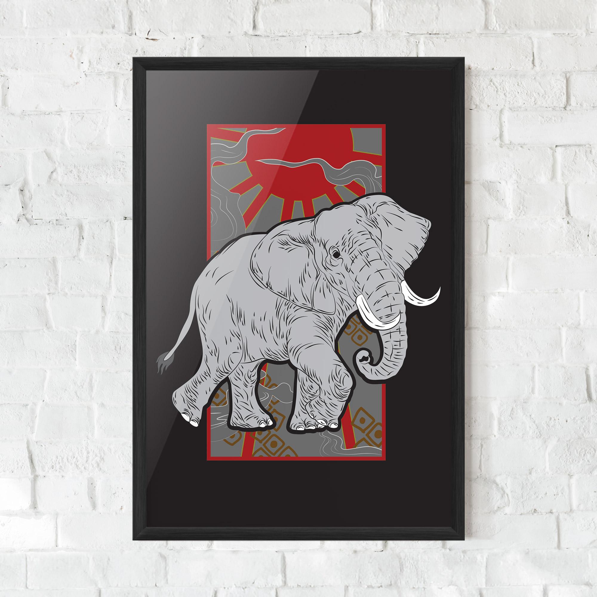 Plakat w Ramie Asian Elephant mockup 0
