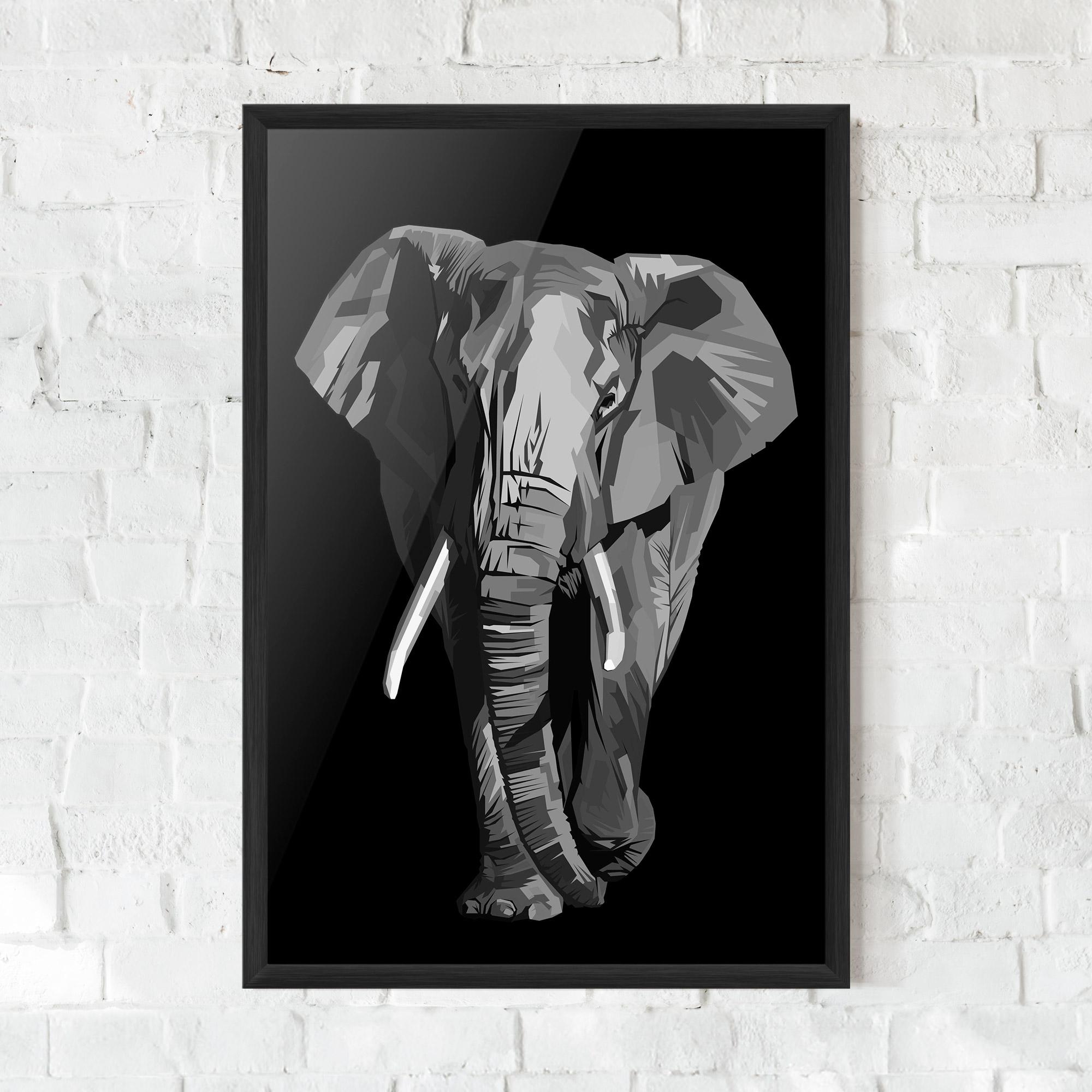 Plakat w Ramie Beautiful Grey Elephant mockup 0