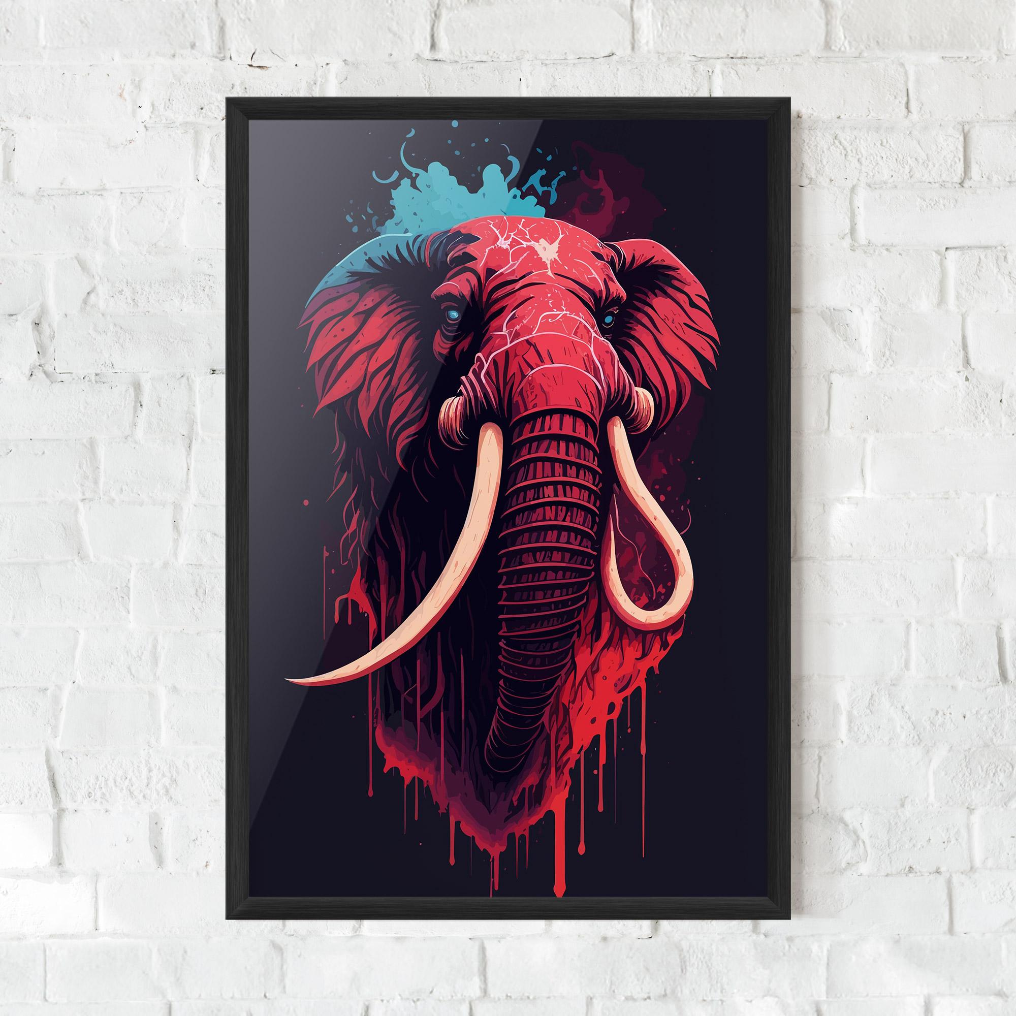 Plakat w Ramie Blue Red Elephant mockup 0